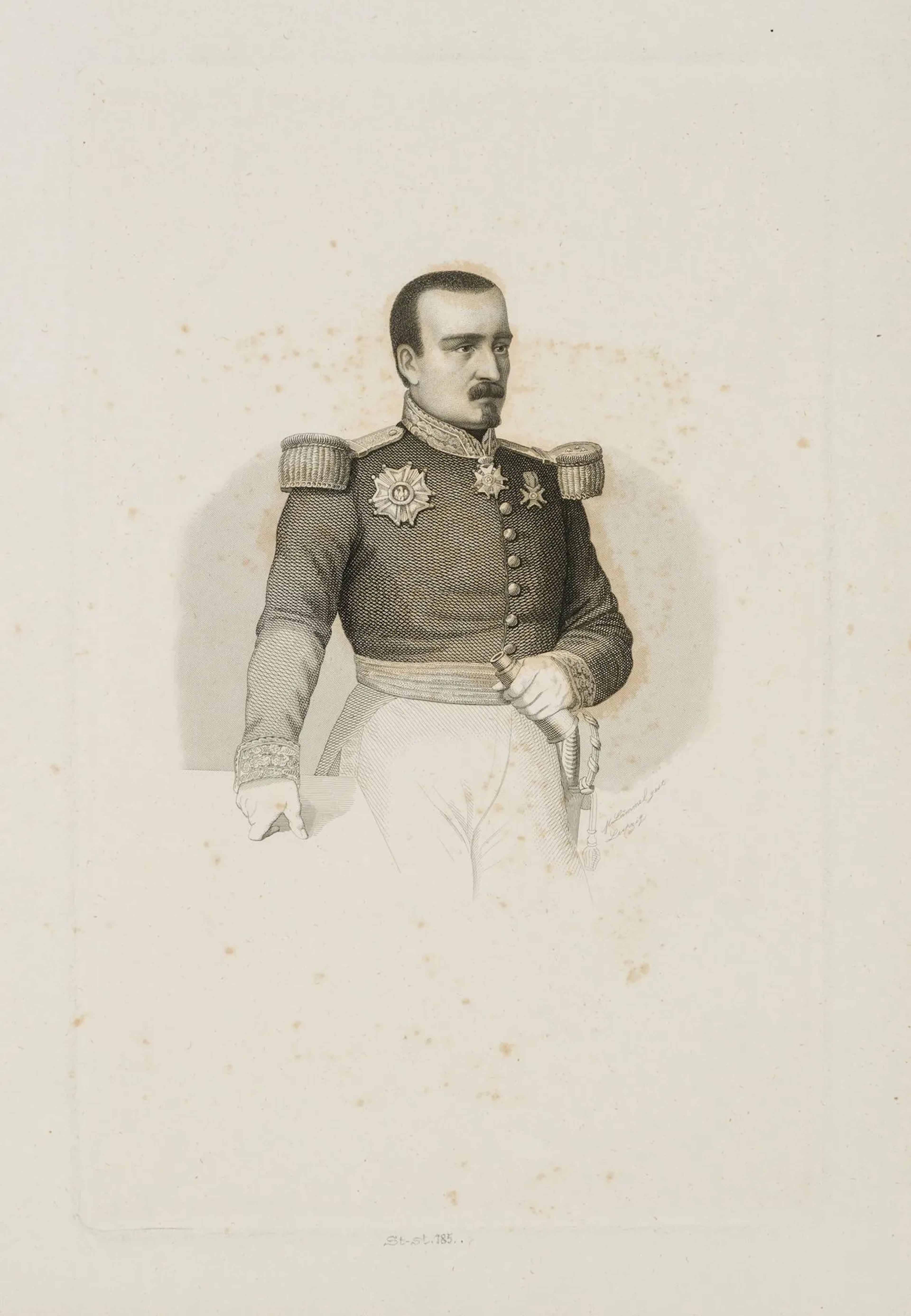 M. LÄMMEL (*1849), Portrait of a Field Marshal General, Steel engraving