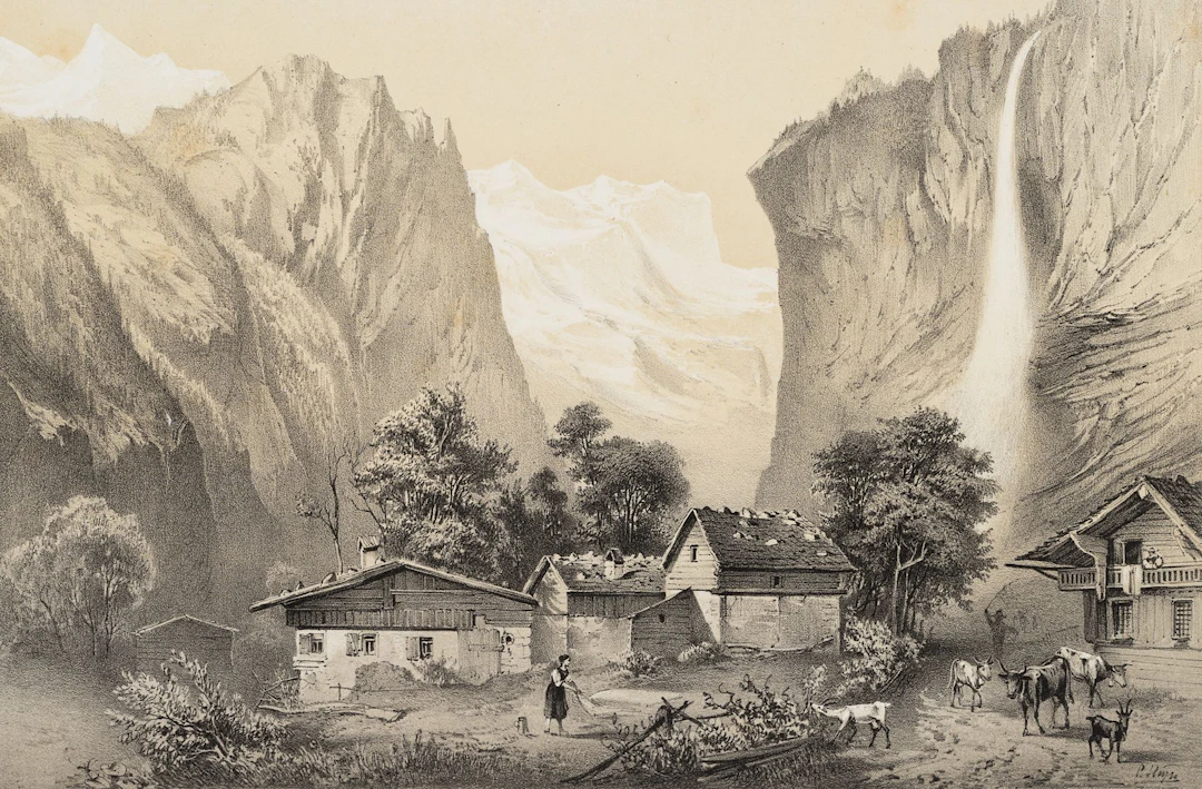 C. HEYN (1834–1906), Lauterbrunnen Valley at the Staubbach Falls