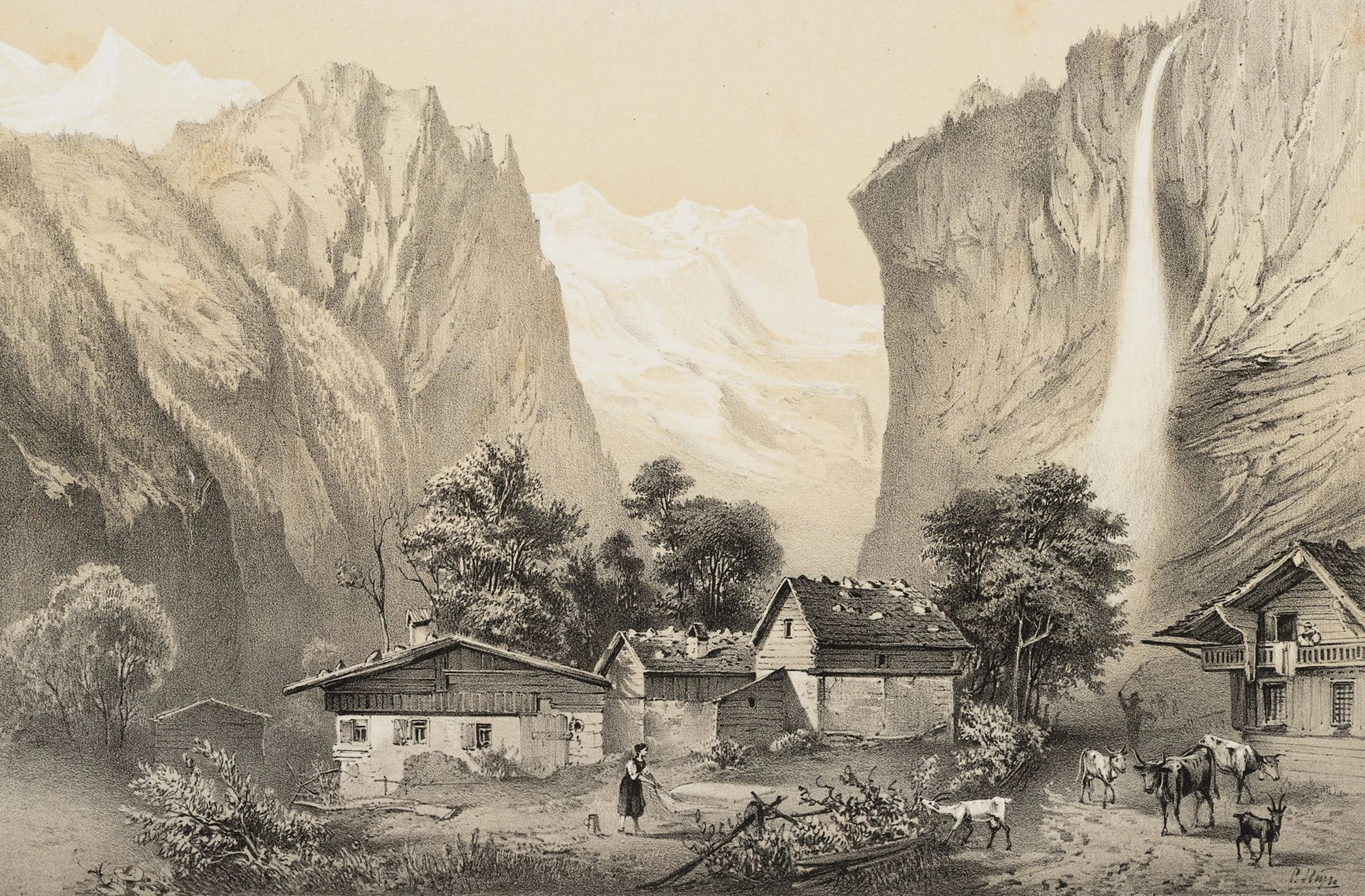 C. HEYN (1834–1906), Lauterbrunnen Valley at the Staubbach Falls