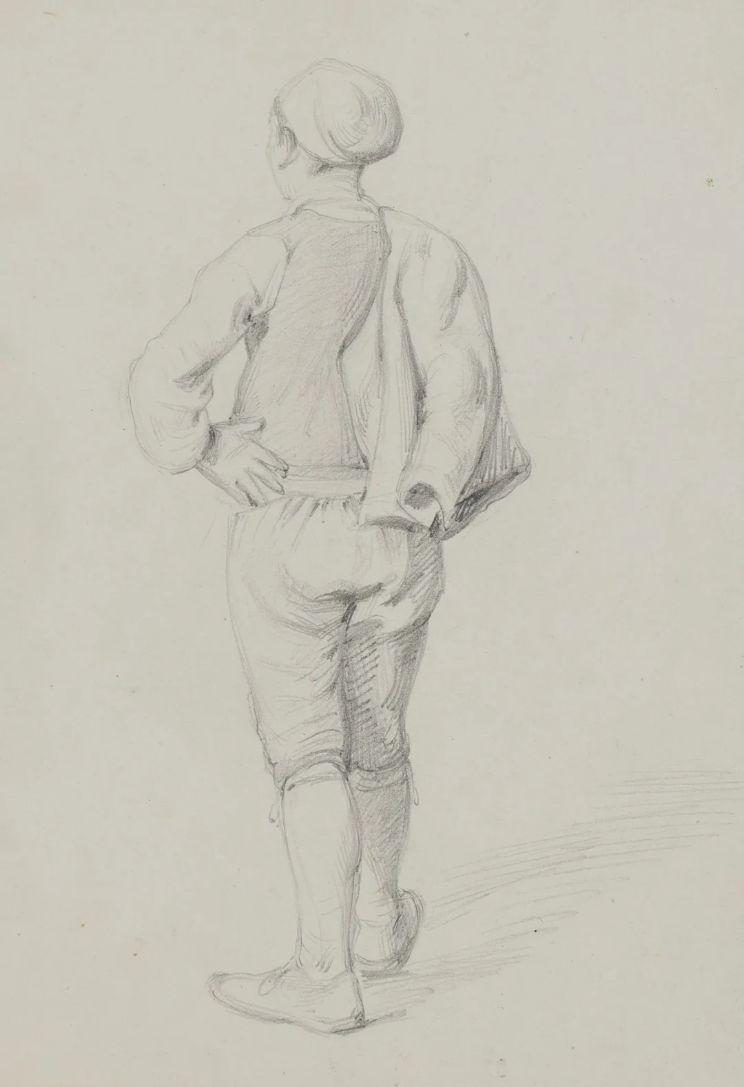 A. VIOLLET-LE-DUC (*1817), Man from Behind, Pencil Adolphe Viollet-le-Duc