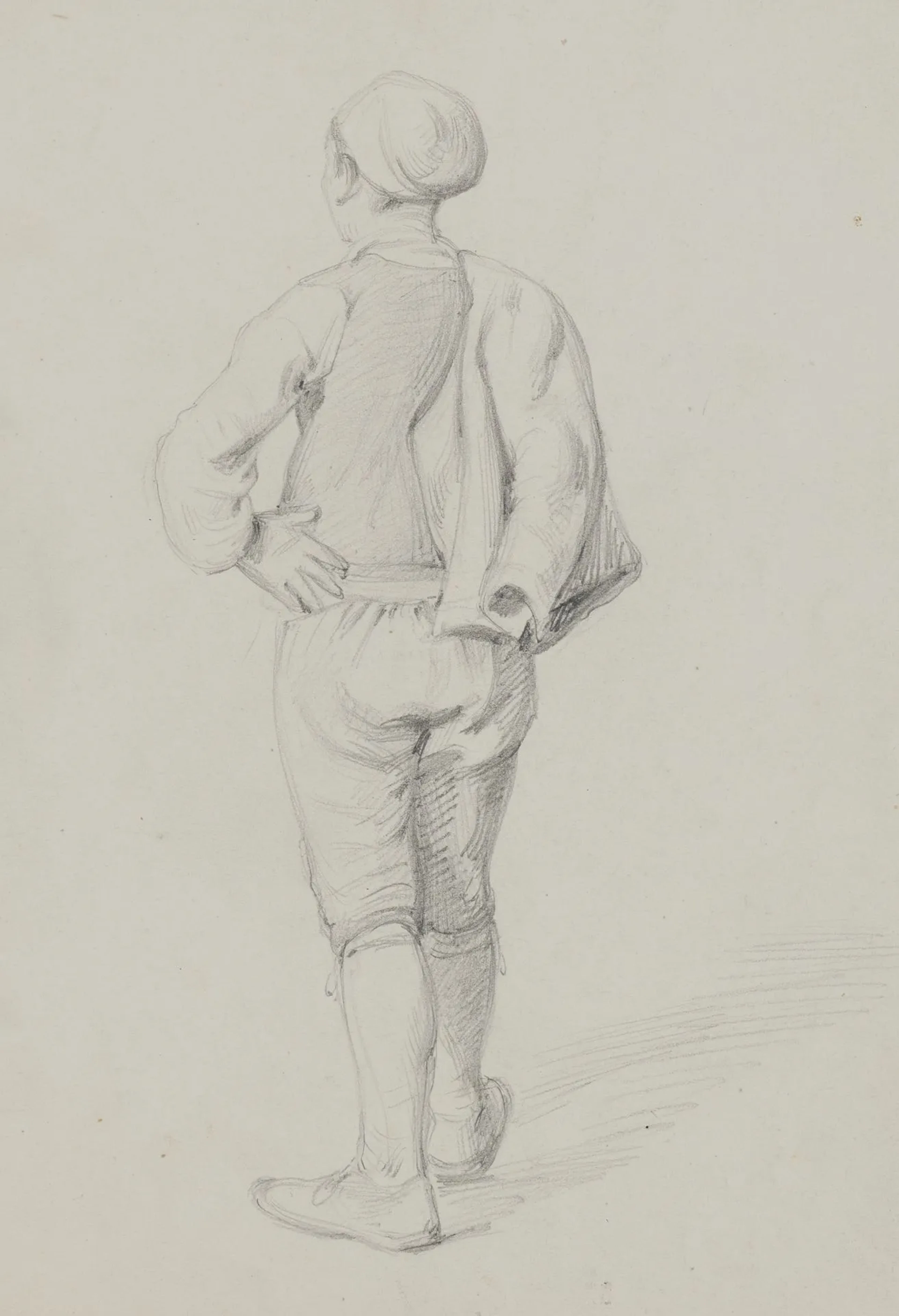 A. VIOLLET-LE-DUC (*1817), Man from Behind, Pencil Adolphe Viollet-le-Duc