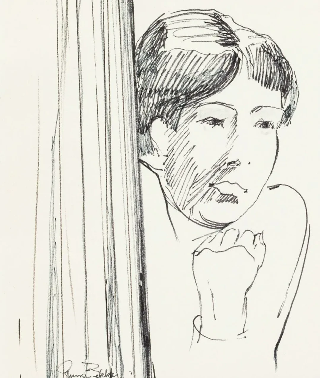 E. BEKKER (1903-1986), Mrs Schramm, portrait, felt-tip pen Ernst Karl