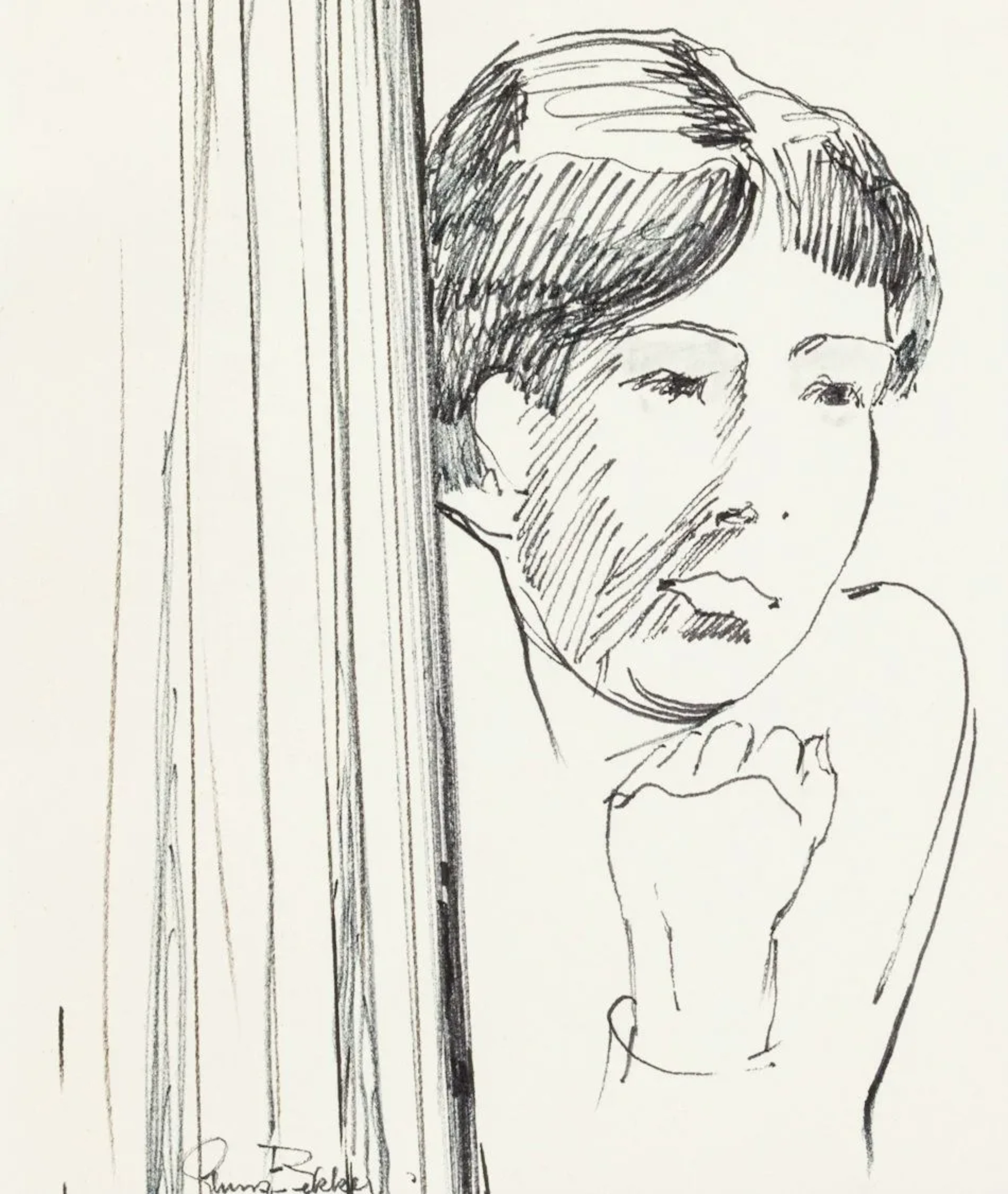 E. BEKKER (1903-1986), Mrs Schramm, portrait, felt-tip pen Ernst Karl