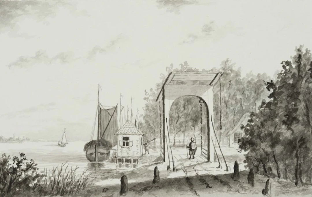 Unknown (19th century), Dutch coastal landscape, brush drawing Unknown