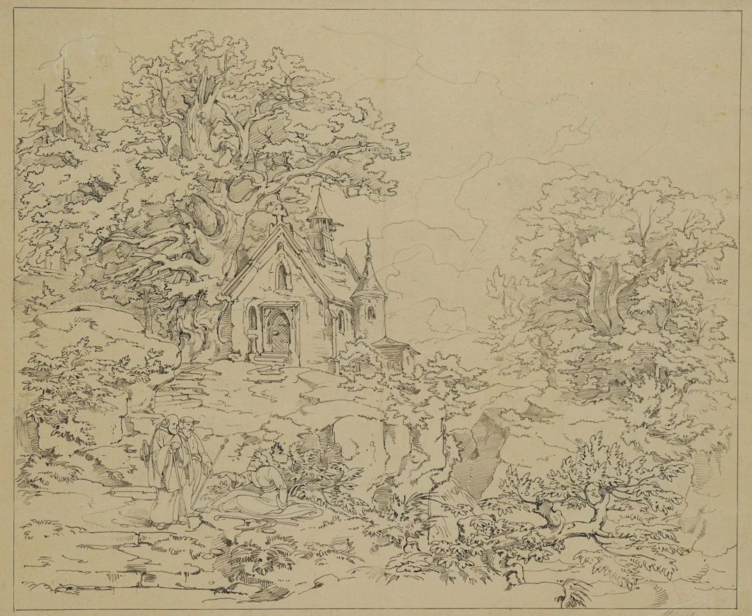 A. KIRCHNER (1813–1885), Mountain Landscape with a Chapel, circa 1840