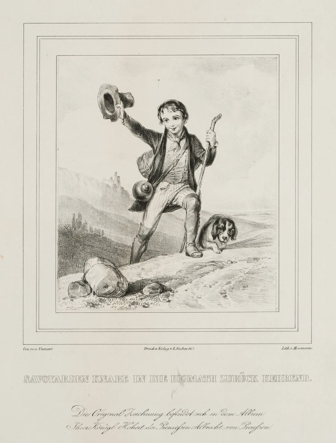 T. HOSEMANN (1807–1875), The Return of a Savoyard, Lithograph Theodor