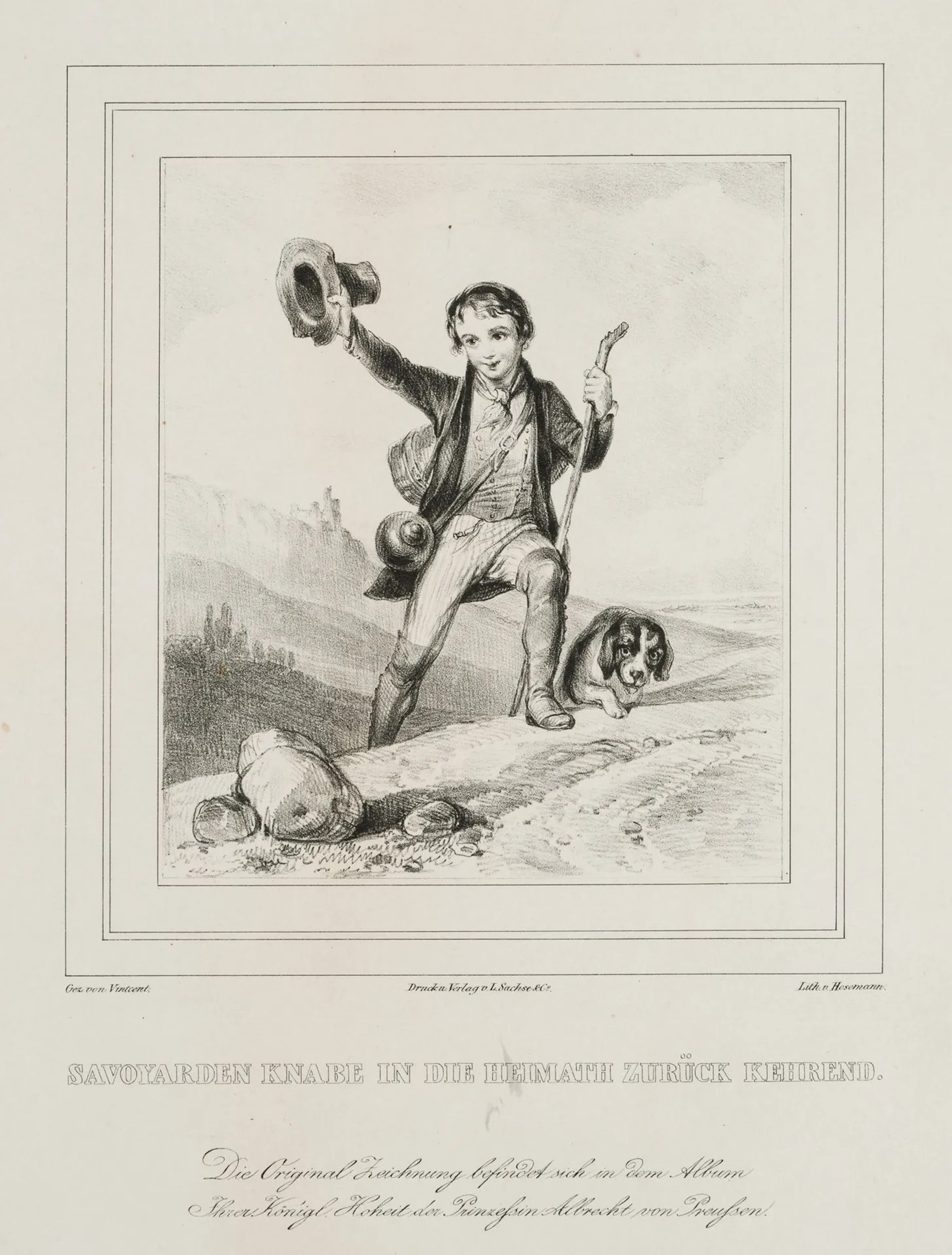 T. HOSEMANN (1807–1875), The Return of a Savoyard, Lithograph Theodor