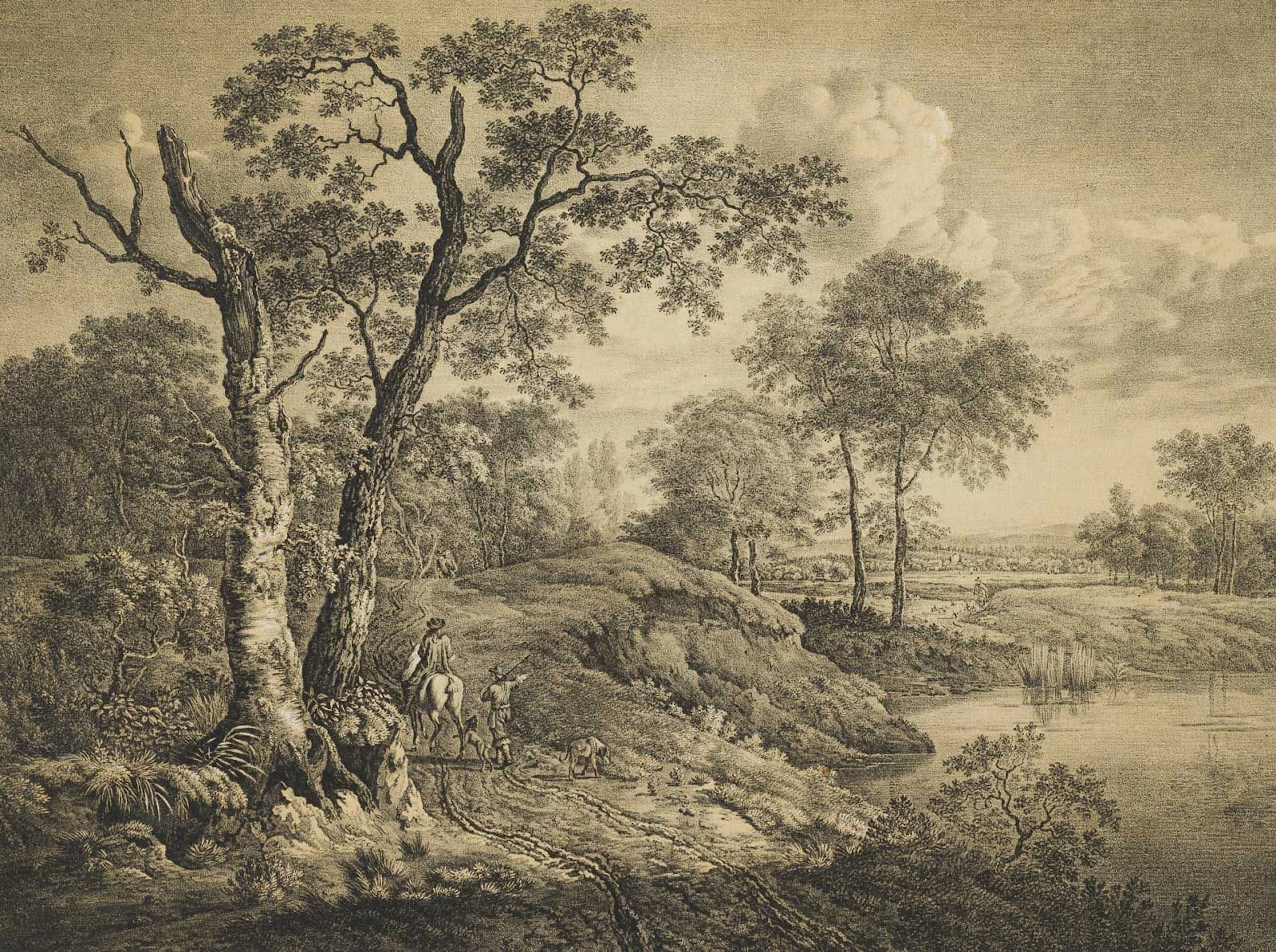 K. AUER (*1795) after WIJNANTS (*1632), Floodplain Landscape with