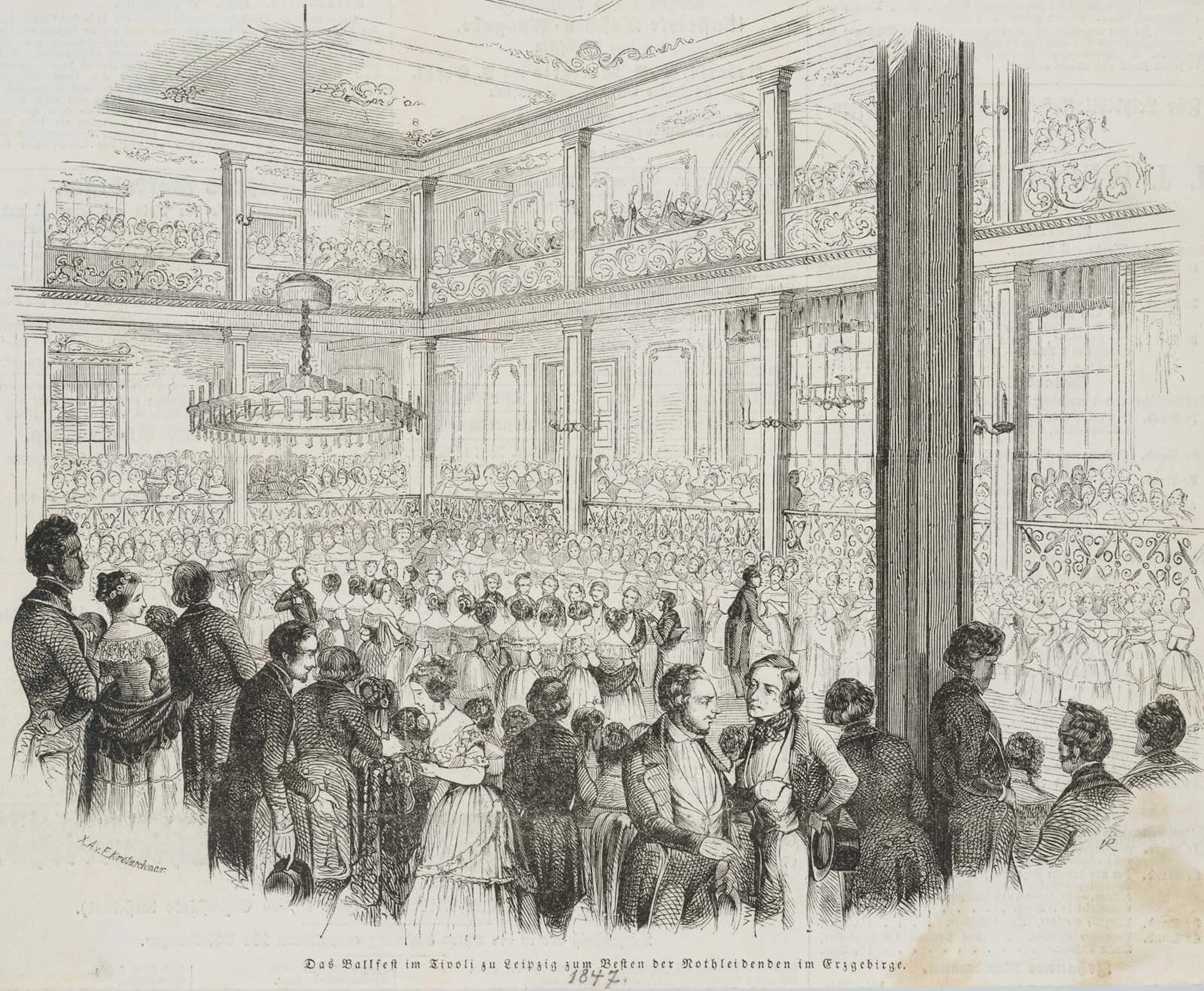 E. KRETZSCHMAR (*1807), The Ballet at the Tivoli in Leipzig, 1847