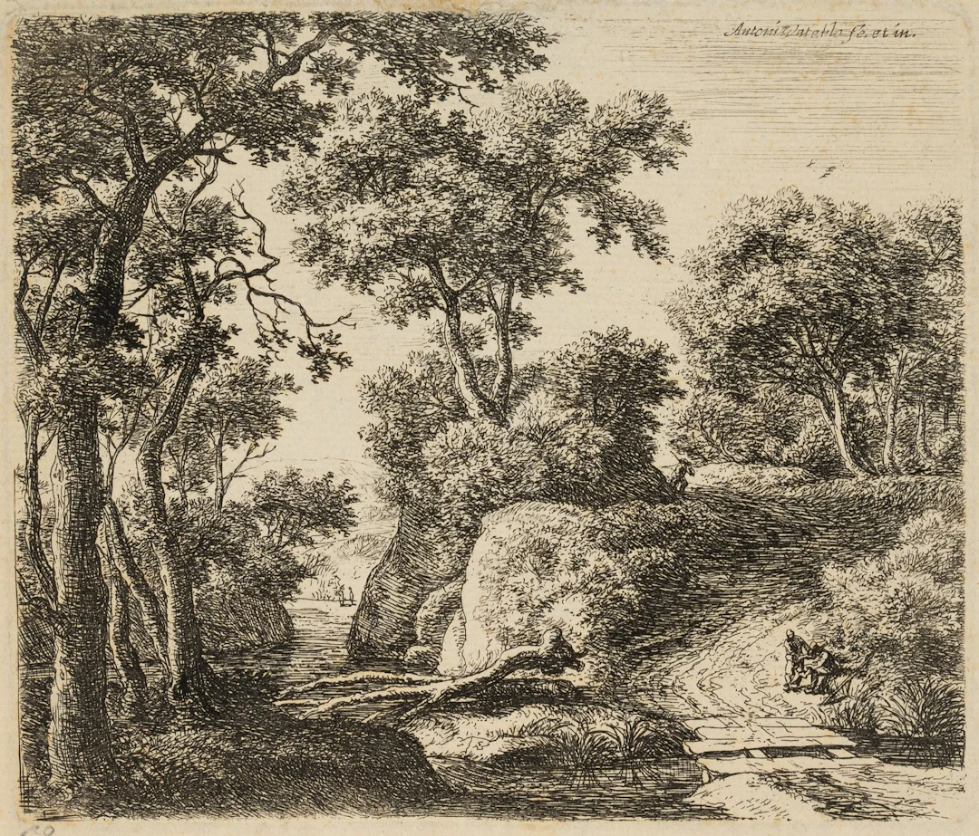 A. WATERLOO (1610–1676), Plank Bridge, c. 1650, Etching Anthonie Waterloo