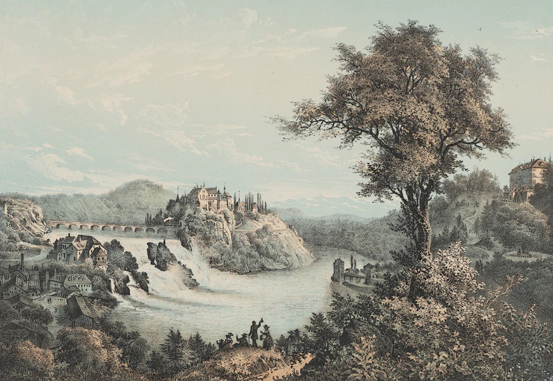 H. FÄSI (19th century), The Rhine Falls near Schaffhausen, 1858, color