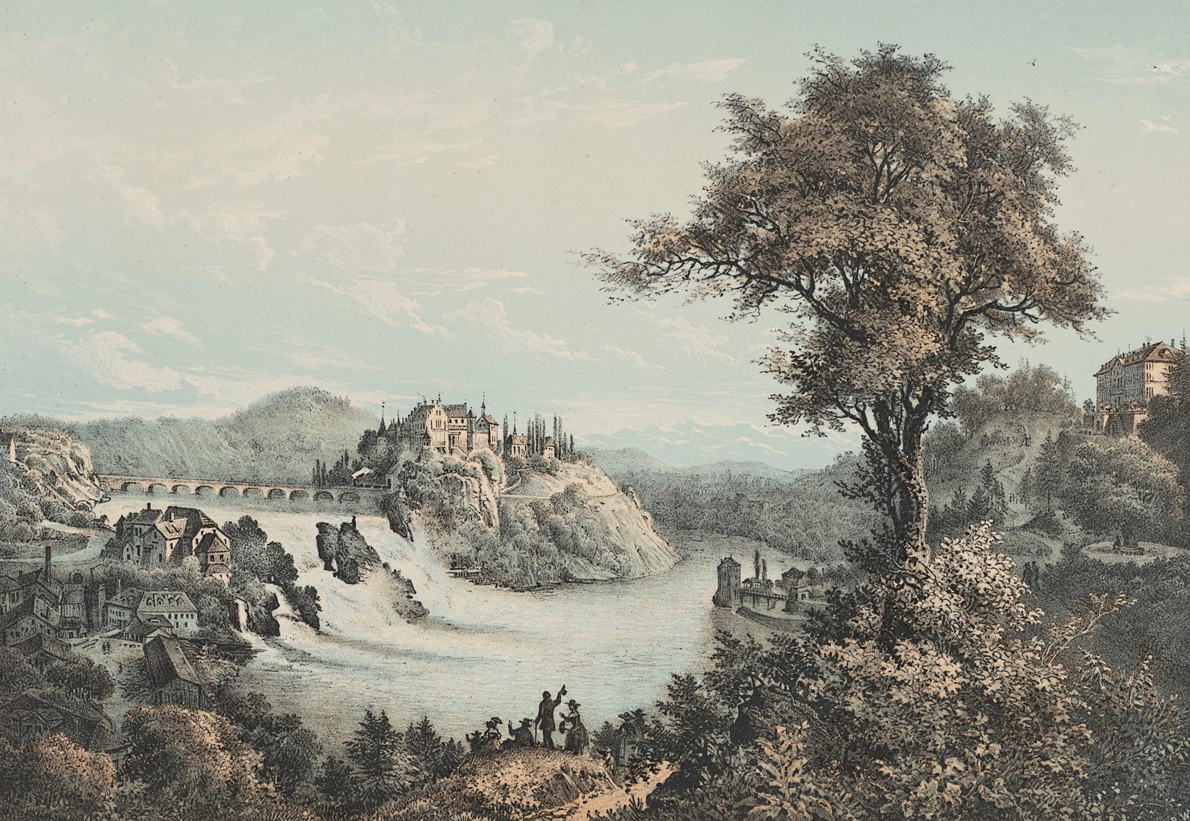 H. FÄSI (19th century), The Rhine Falls near Schaffhausen, 1858, color