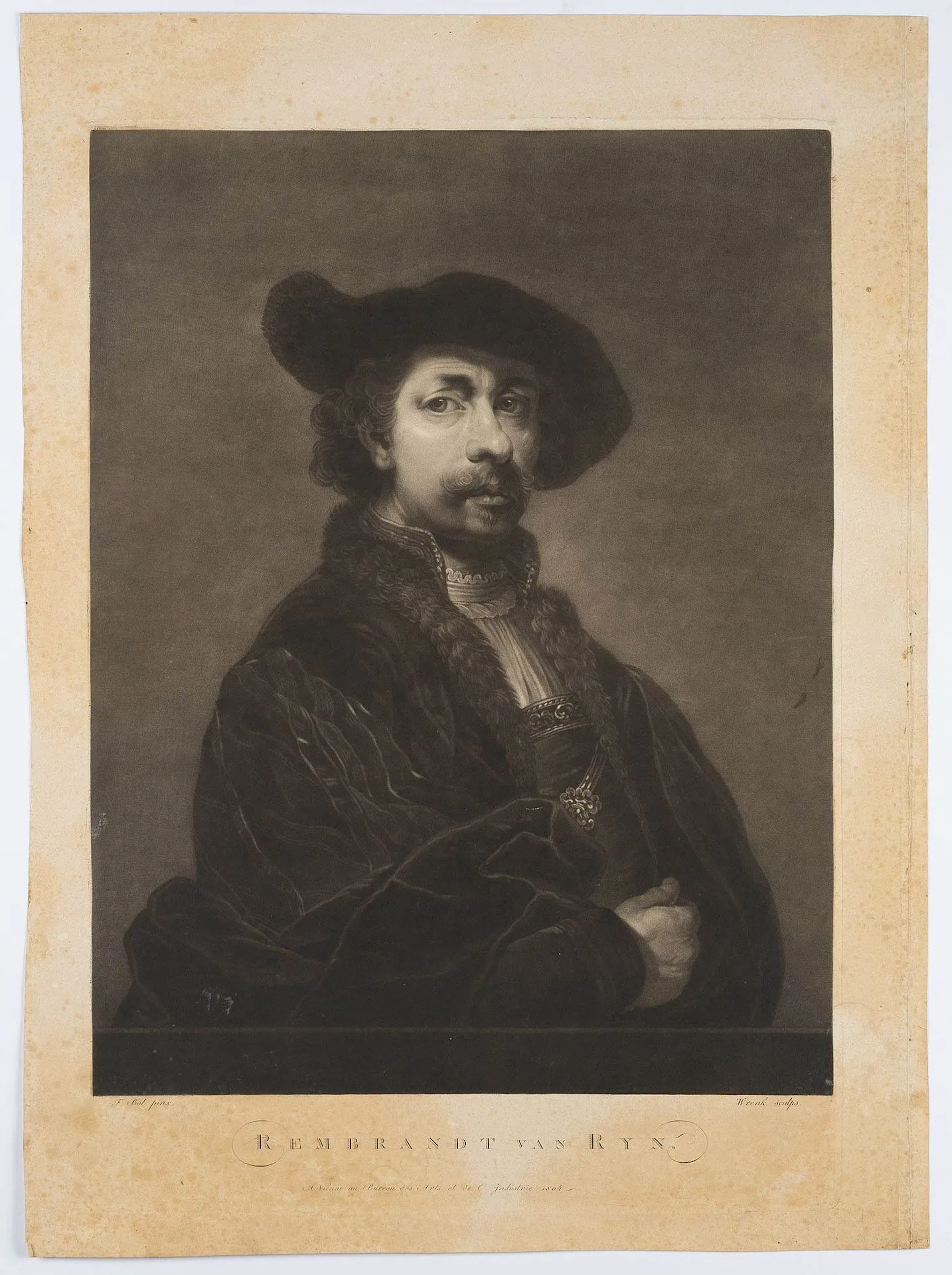 F. WRENK (*1766) after BOL (*1616), Rembrandt van Rijn, 1804, mezzotint