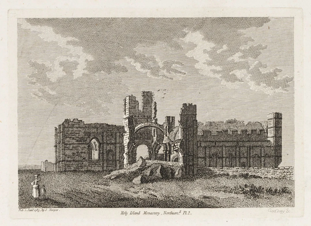 R. GODFREY (b. 1728), Ruins of Lindisfarne Abbey, 1785, Etching Richard