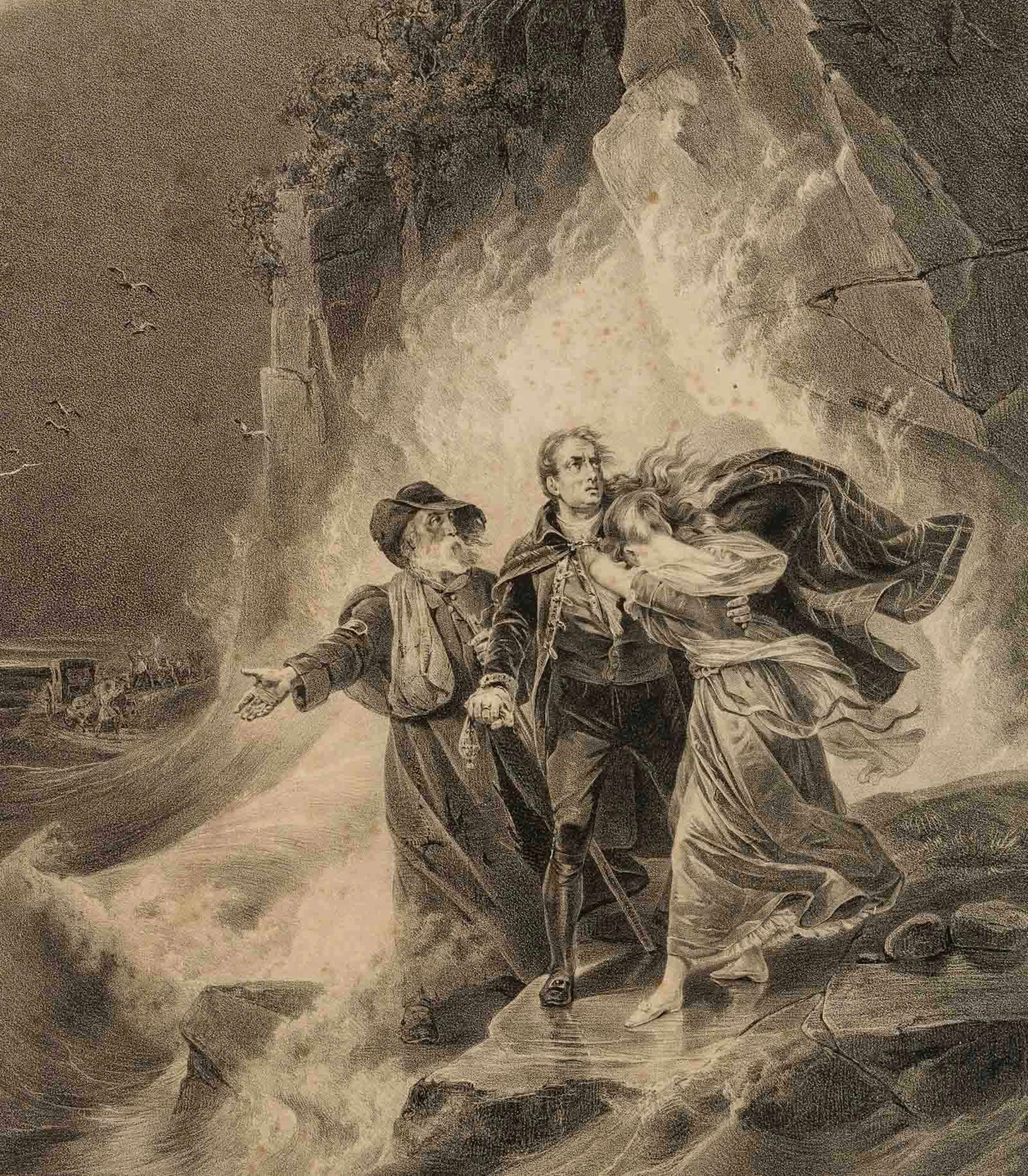 Unknown (19th century), A Storm Off a Rocky Coast, Lithograph Unknown
