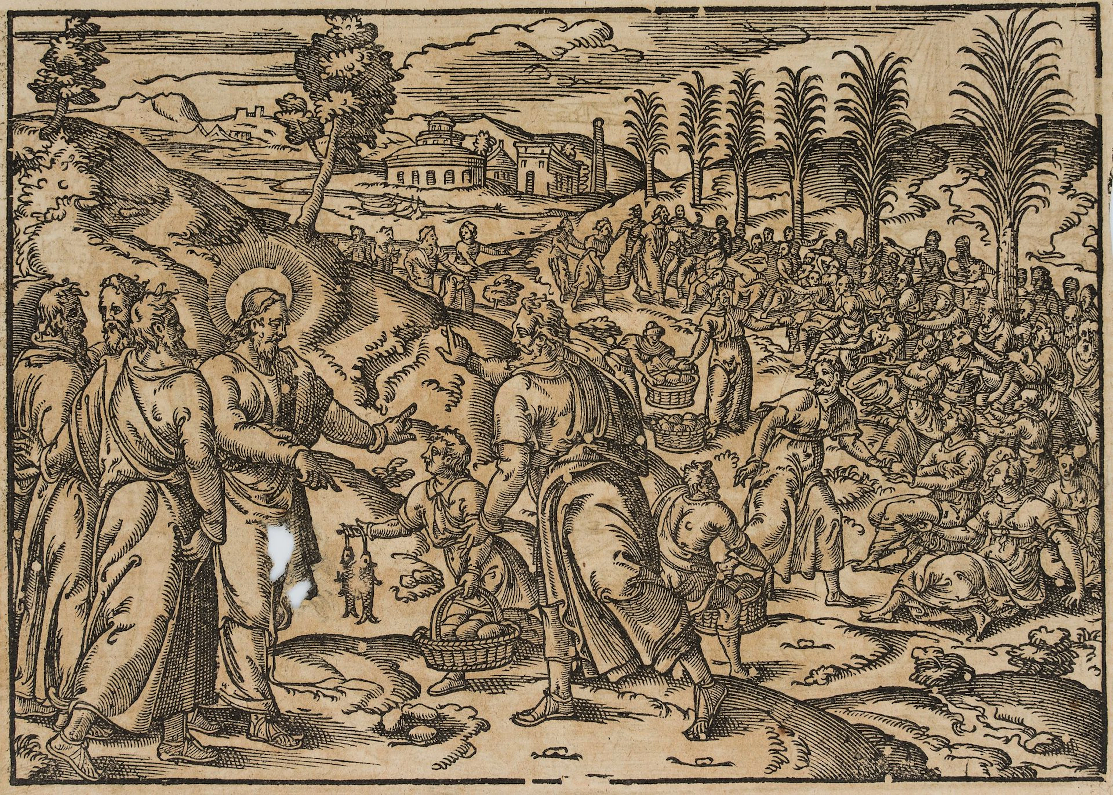 N. PRÉVOST (16th), The Miraculous Multiplication of Bread, Woodcut