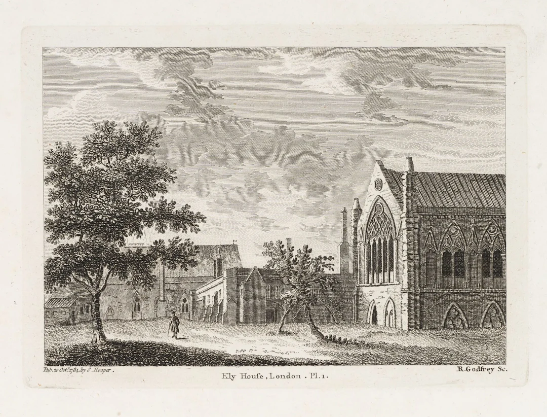 R. GODFREY (*1728), View of Ely House, London, 1784, Etching Richard