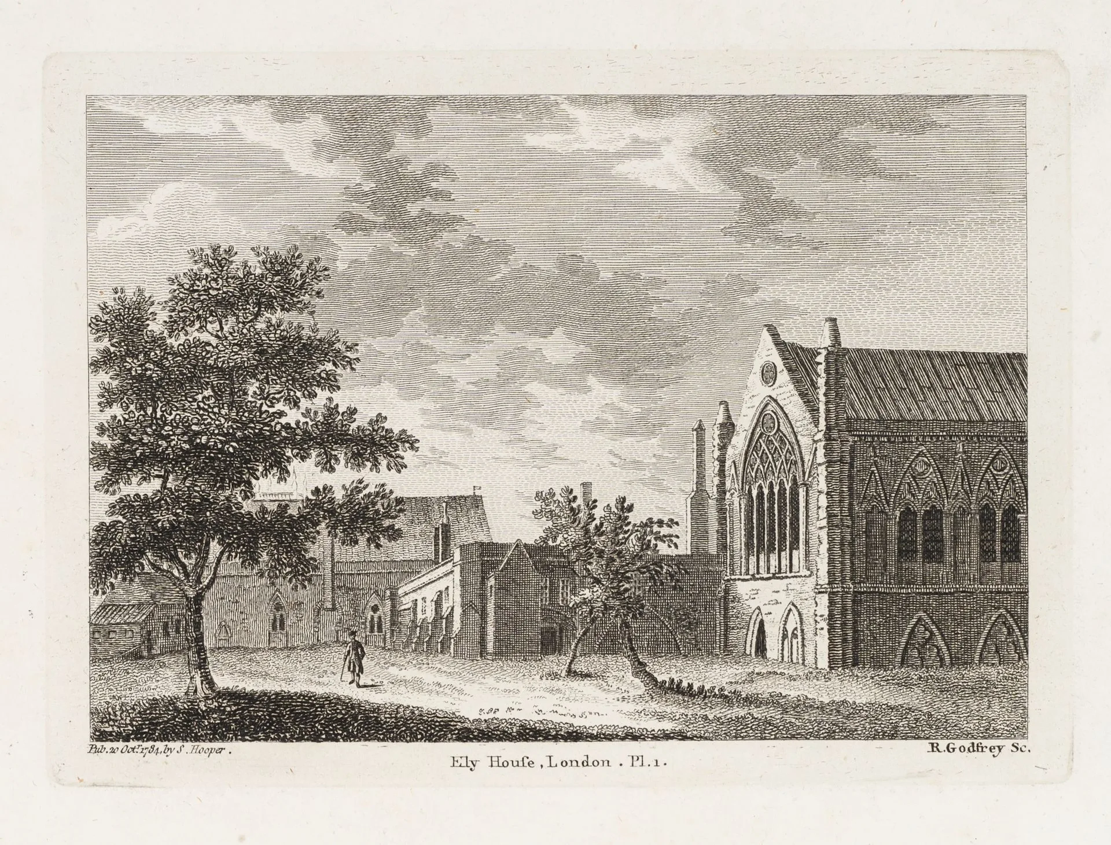 R. GODFREY (*1728), View of Ely House, London, 1784, Etching Richard