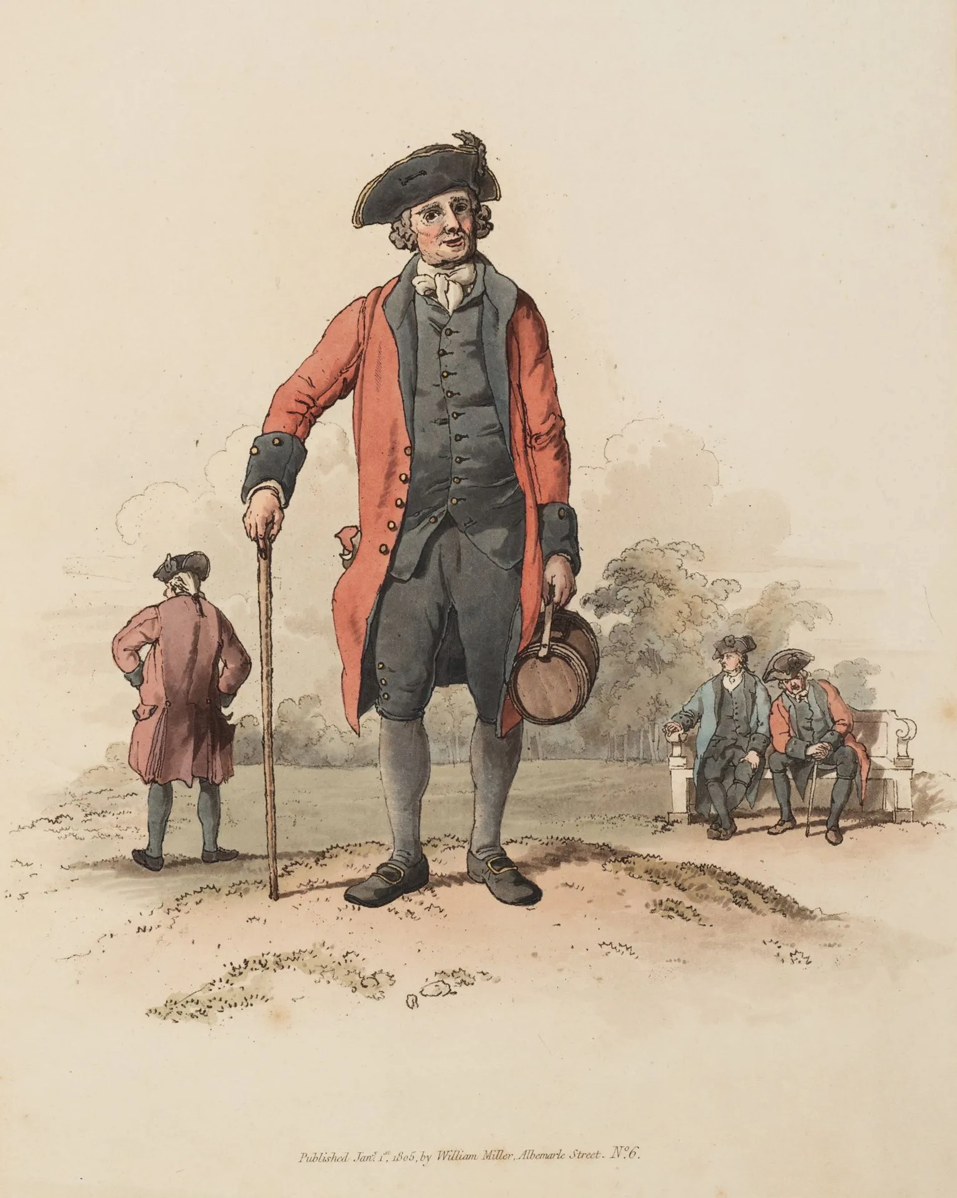 Unknown (19th century), A Retired Soldier in the Park, 1805, aquatint