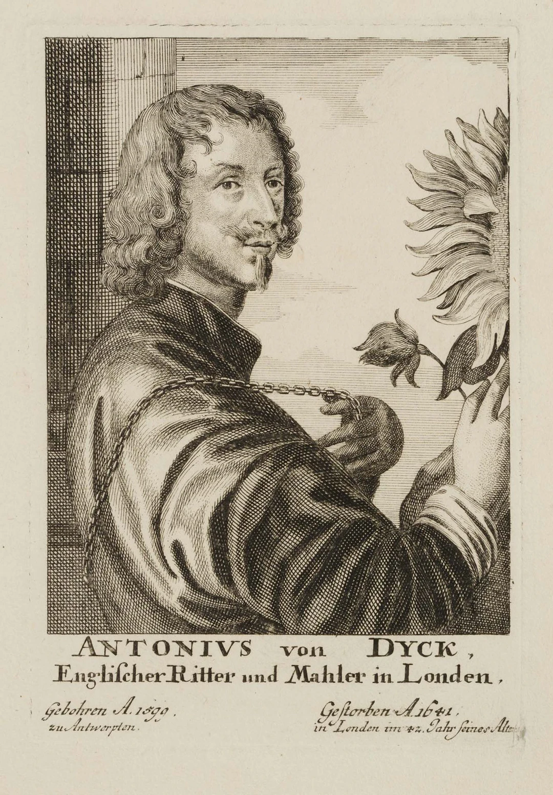 Unknown (19th century), Portrait by A. van Dyck (1599–1641), circa