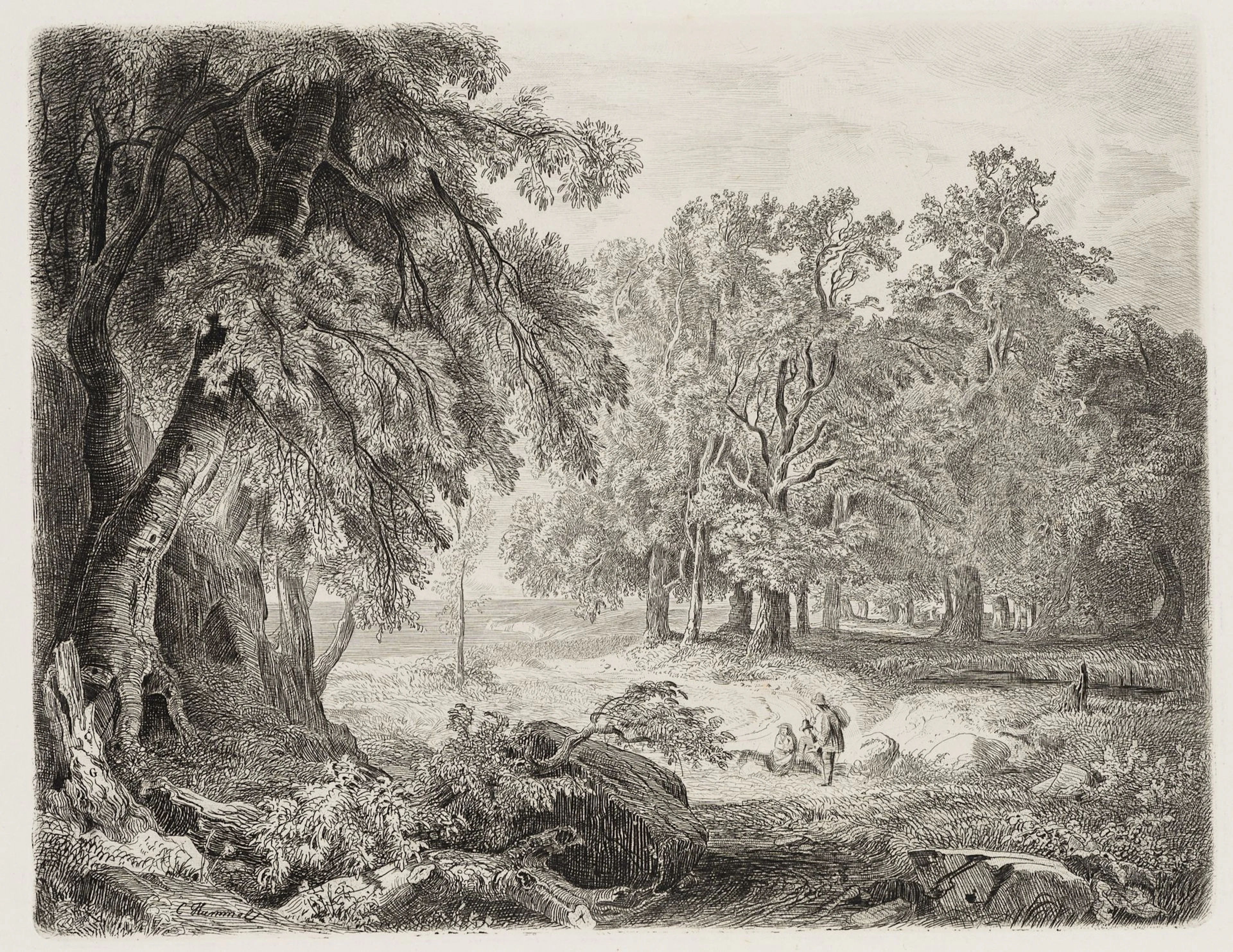 E. HUMMEL (*1812) after HUMMEL (*1821), Forest Walk, circa 1855, etching
