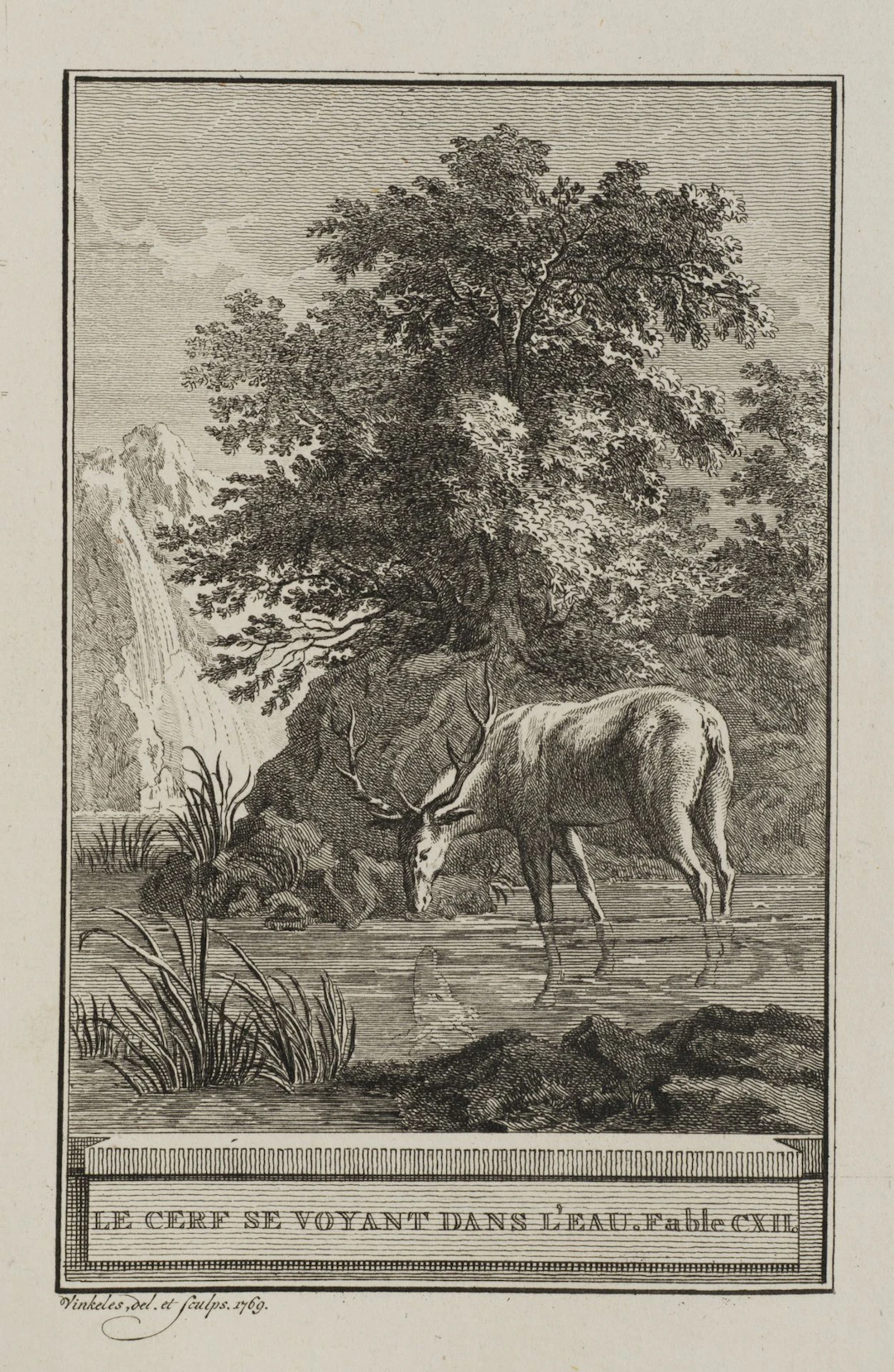 R. VINKELES (1741–1816), Deer by the Water, 1769, Etching Reinier