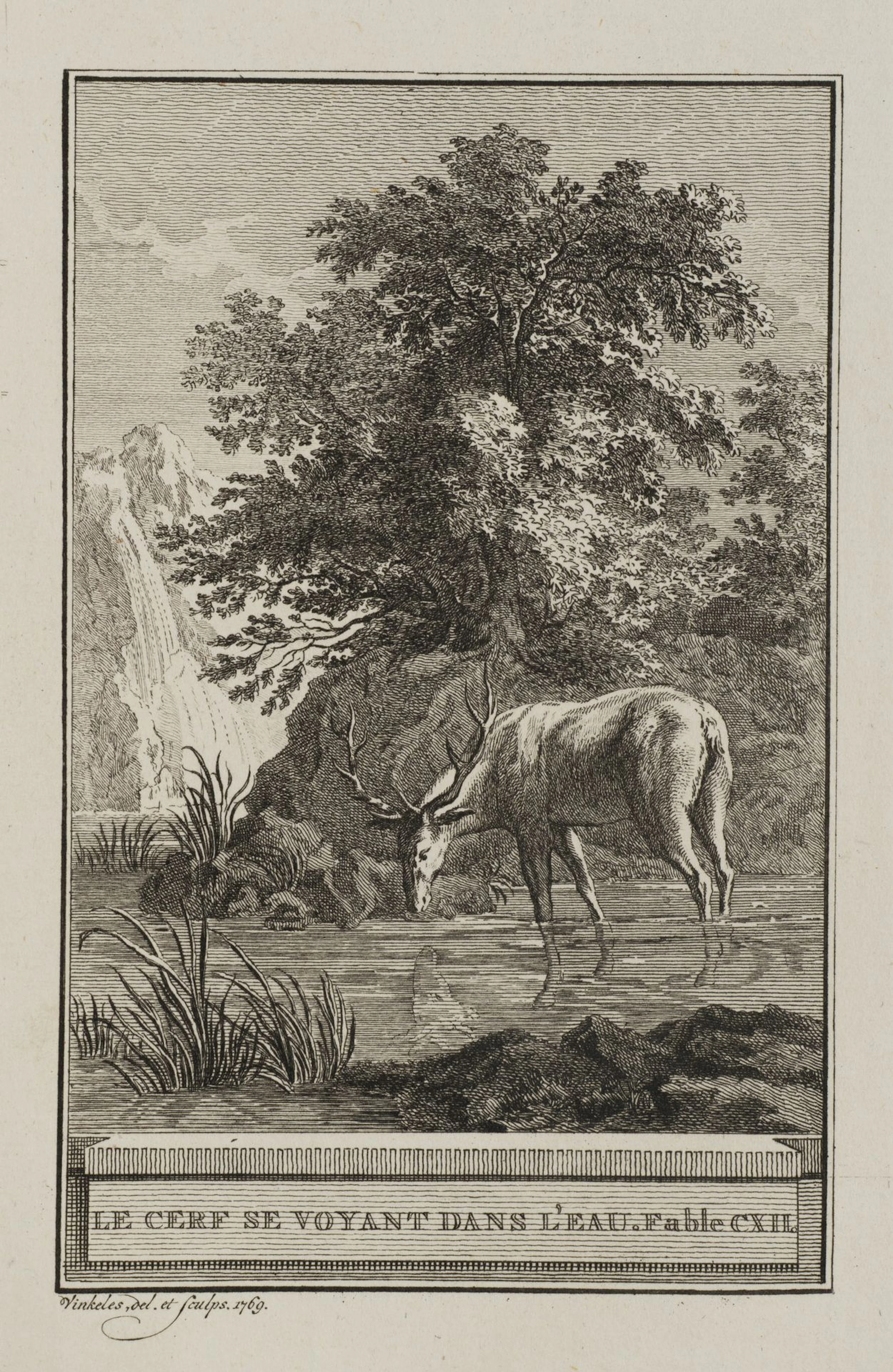 R. VINKELES (1741–1816), Deer by the Water, 1769, Etching Reinier