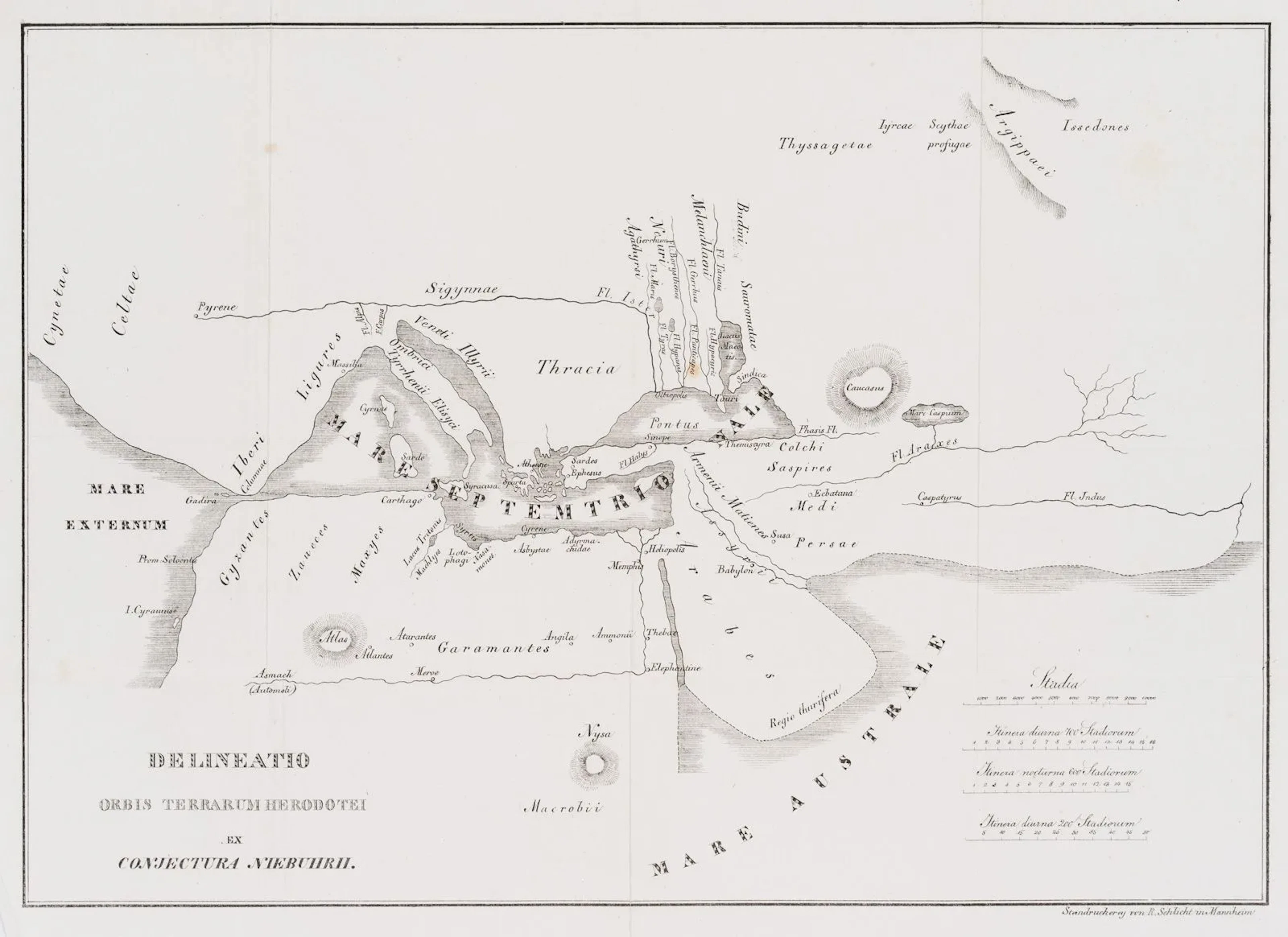 R. SCHLICHT (19th), Map of the Mediterranean region, Lithography with