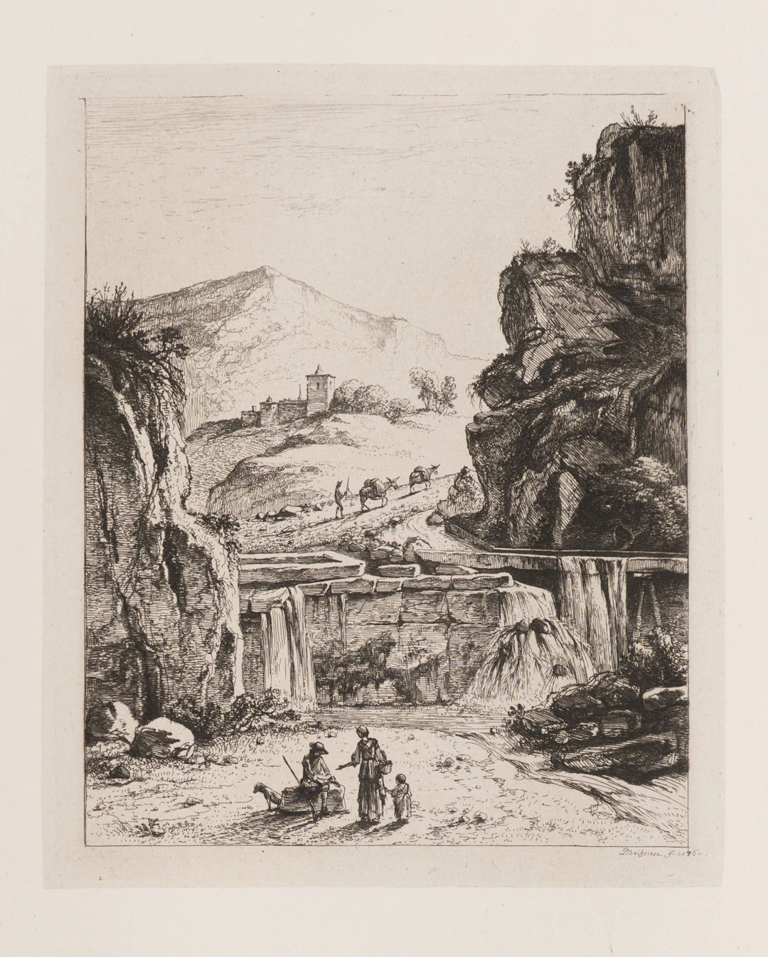 J. BOISSIEU (1736–1810), Fountain in a Rocky Landscape, 1764, Etching