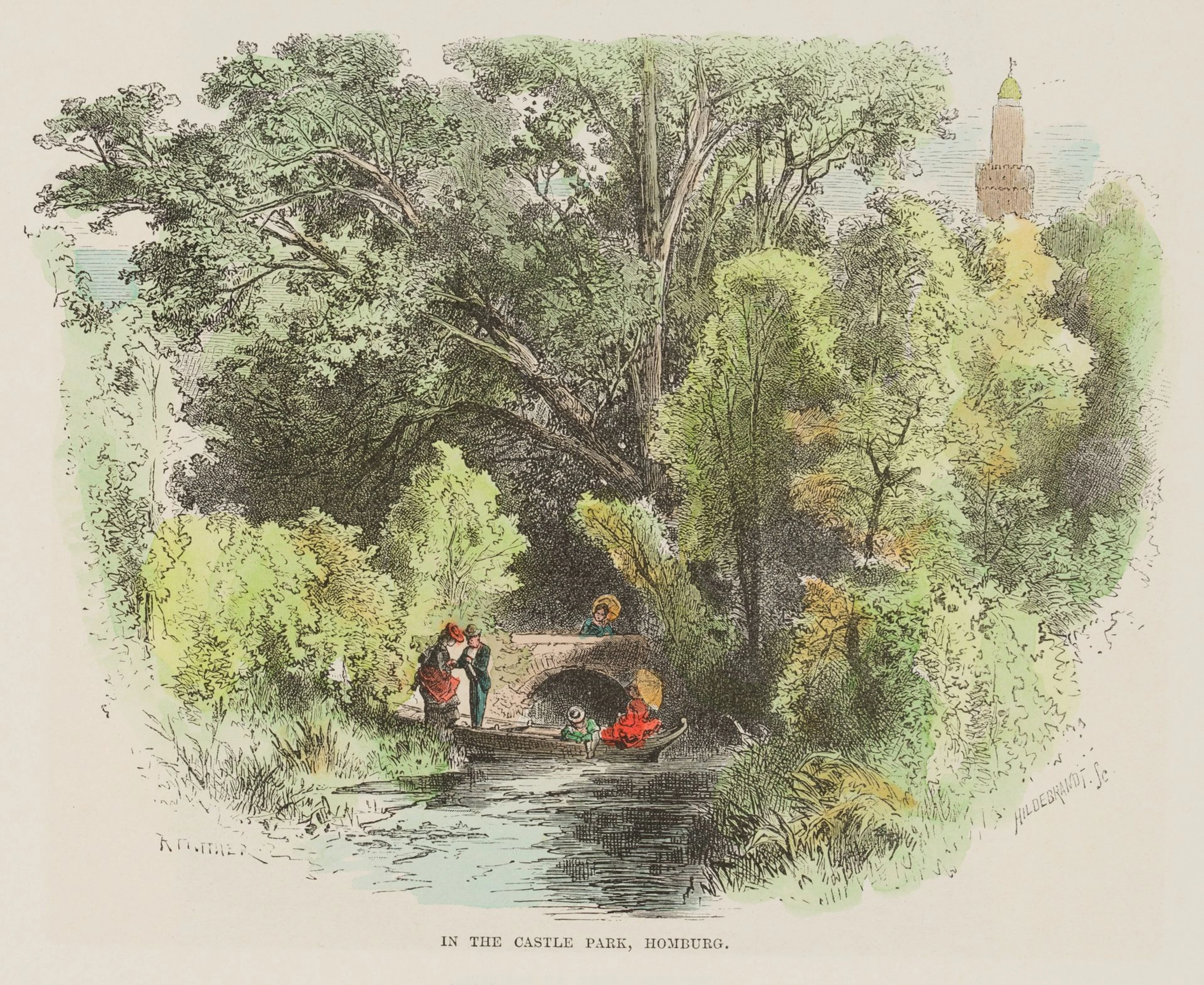 R. PÜTTNER (1842–1913), In the Castle Grounds at Bad Homburg, Wood