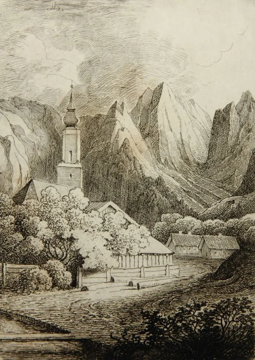 Unknown (19th century), St. Martin’s Parish Church, Garmisch, Etching