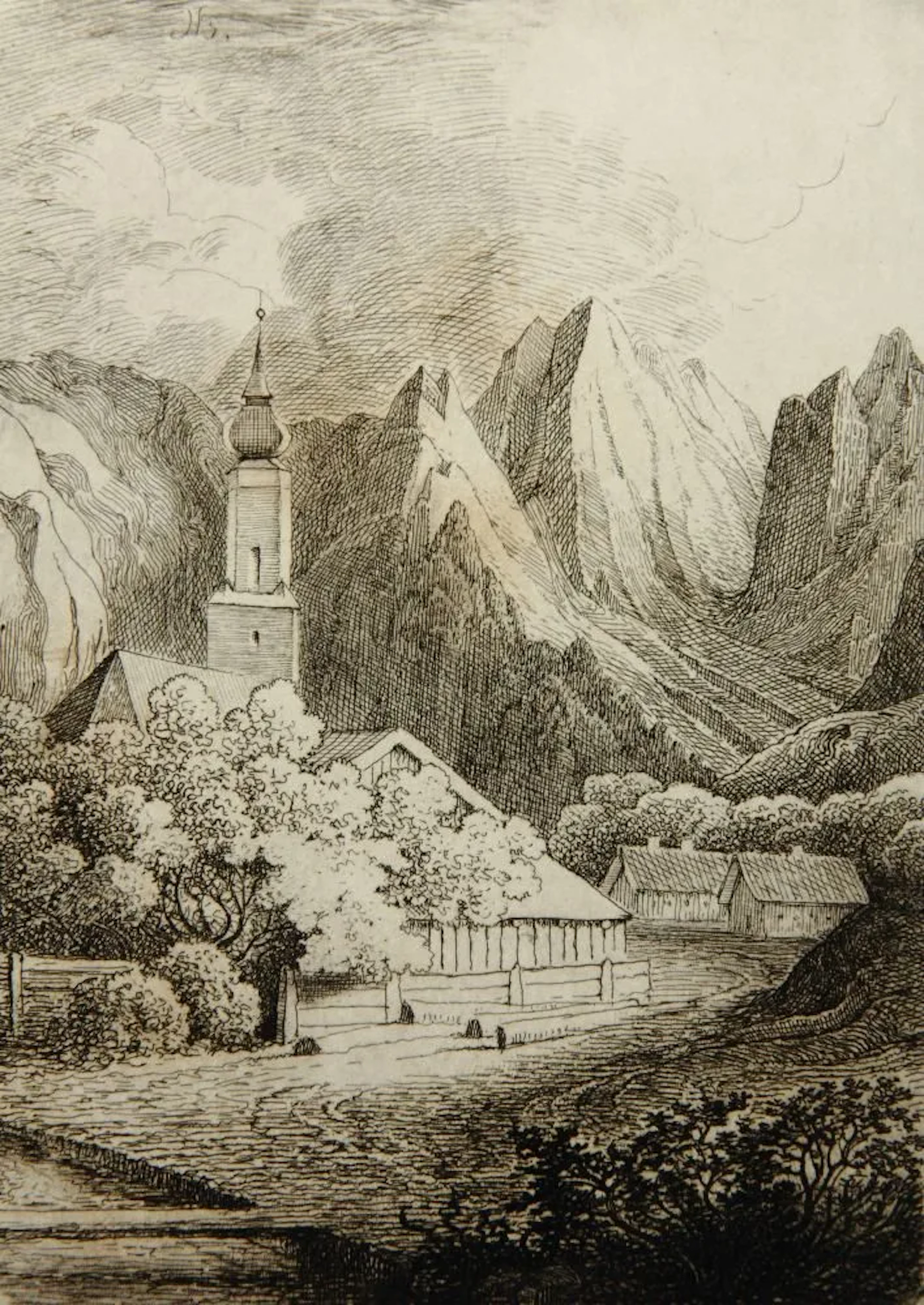 Unknown (19th century), St. Martin’s Parish Church, Garmisch, Etching