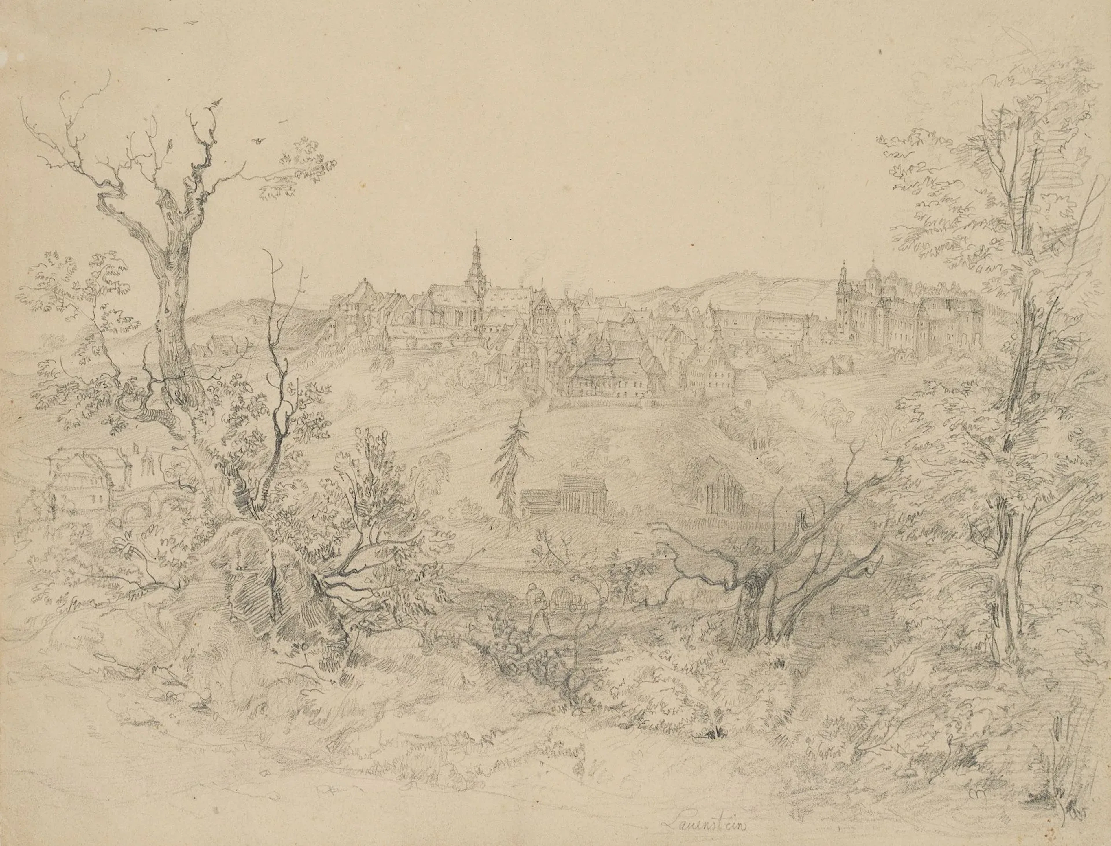 J. FLEISCHMANN (*1813), View of Lauenstein near Altenberg, around