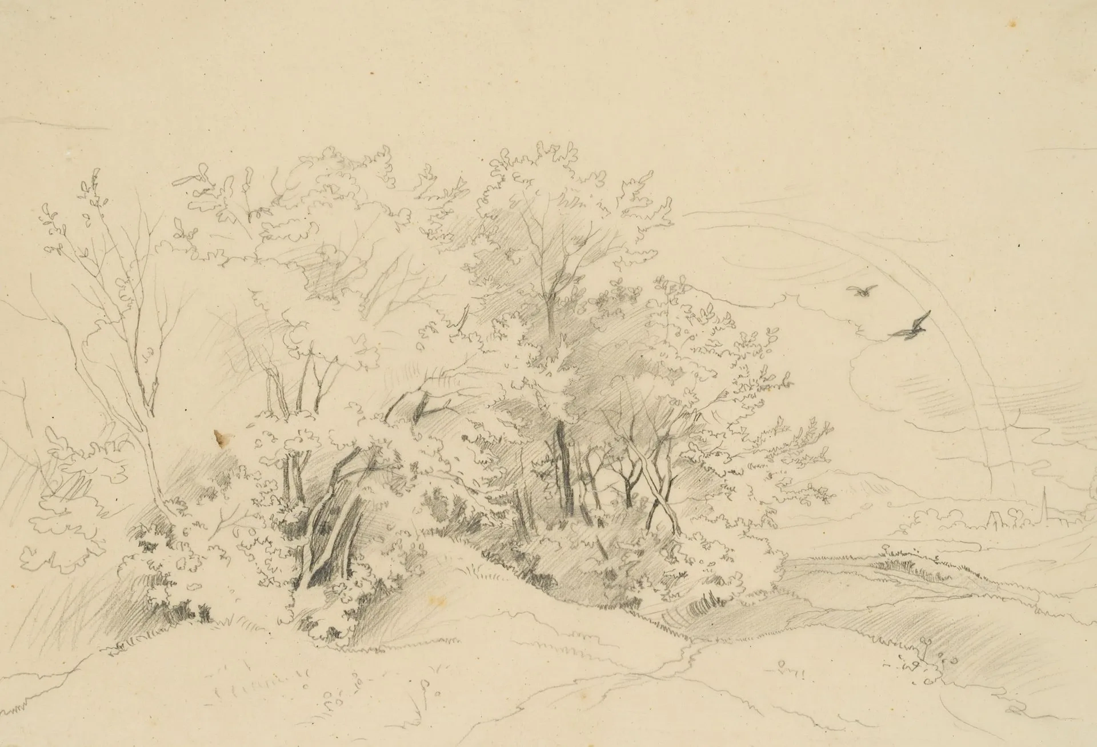 A. VENUS (1842–1871), Grove with a Rainbow, around 1866, pencil Albert
