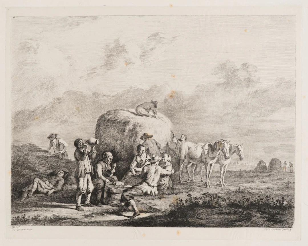 J. BOISSIEU (*1736) after VELDE (*1636), Farmers Taking a Break During