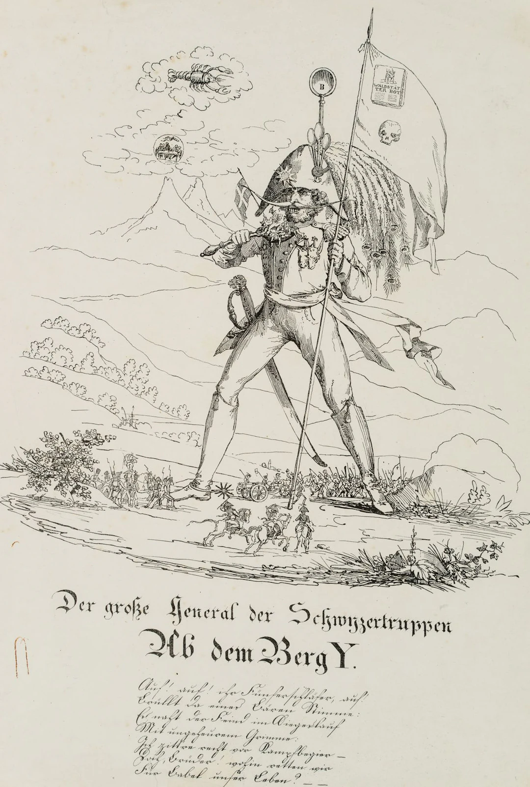 Unknown (19th), General of the Schwyz troops, Lithography Unknown