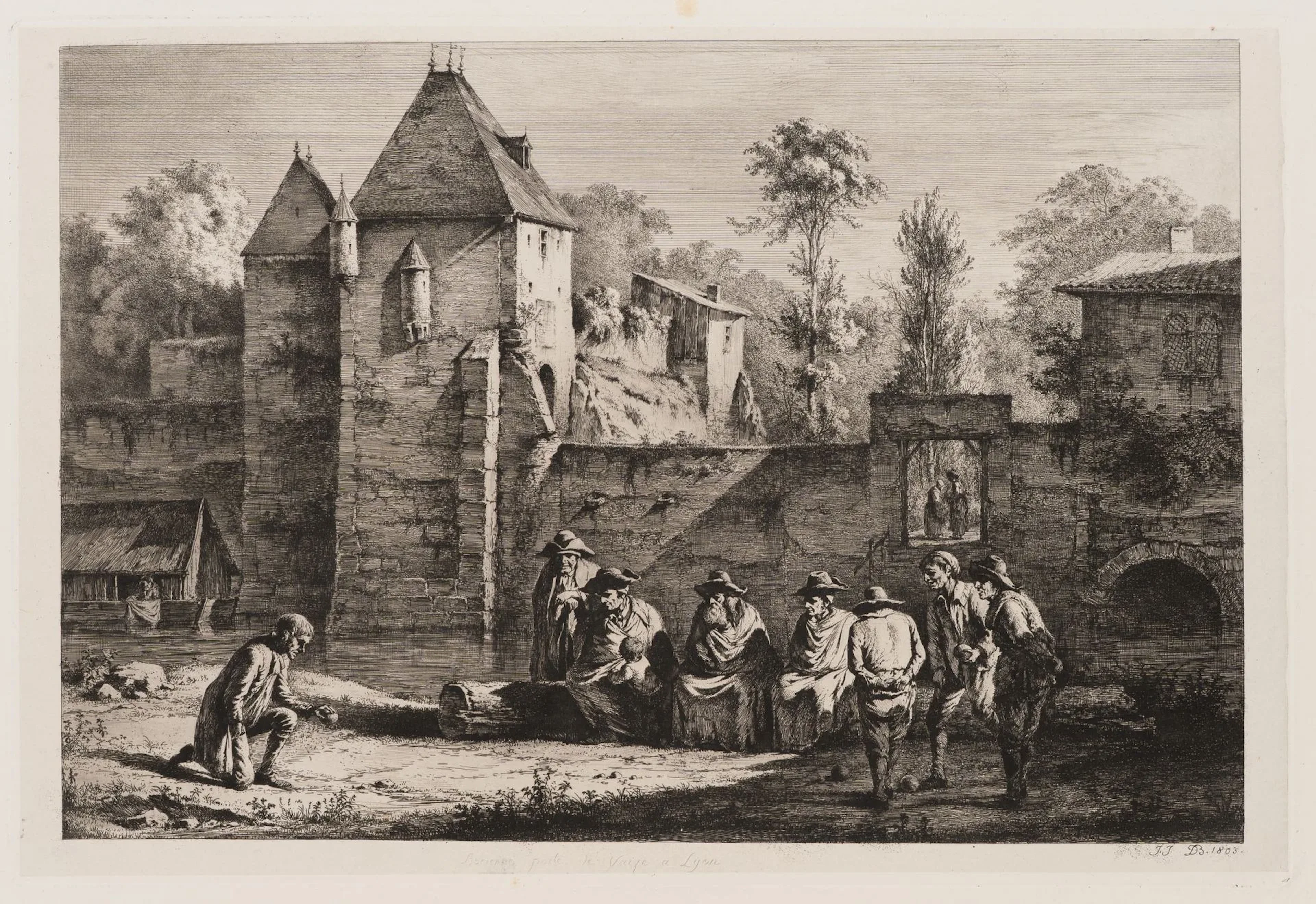 J. BOISSIEU (1736–1810), Boules Players at the Old Gate of Vaise near