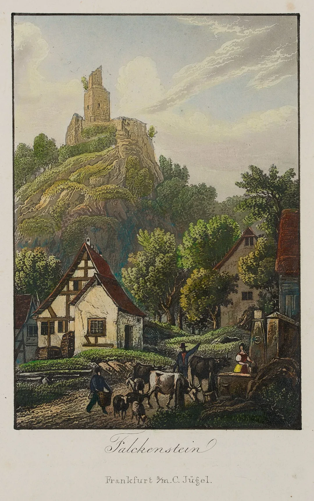 Unknown (19th), Falkenstein Ruins, Königstein, Aquatint Unknown (19th