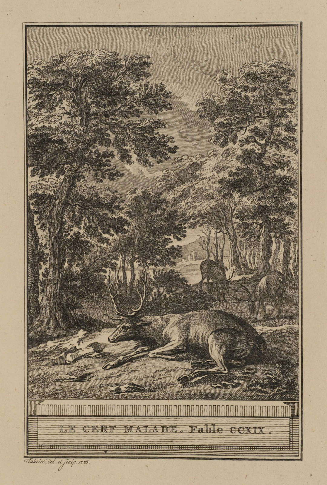 R. VINKELES (1741–1816), *The Sick Stag*, 1778, etching Reinier Vinkeles