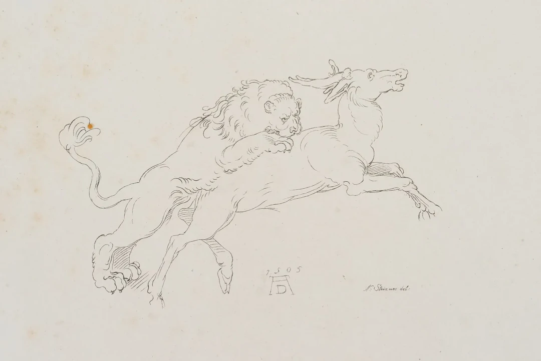 J. STRIXNER (*1782) after DÜRER (*1471), Lion Kills Deer, ca. 1811