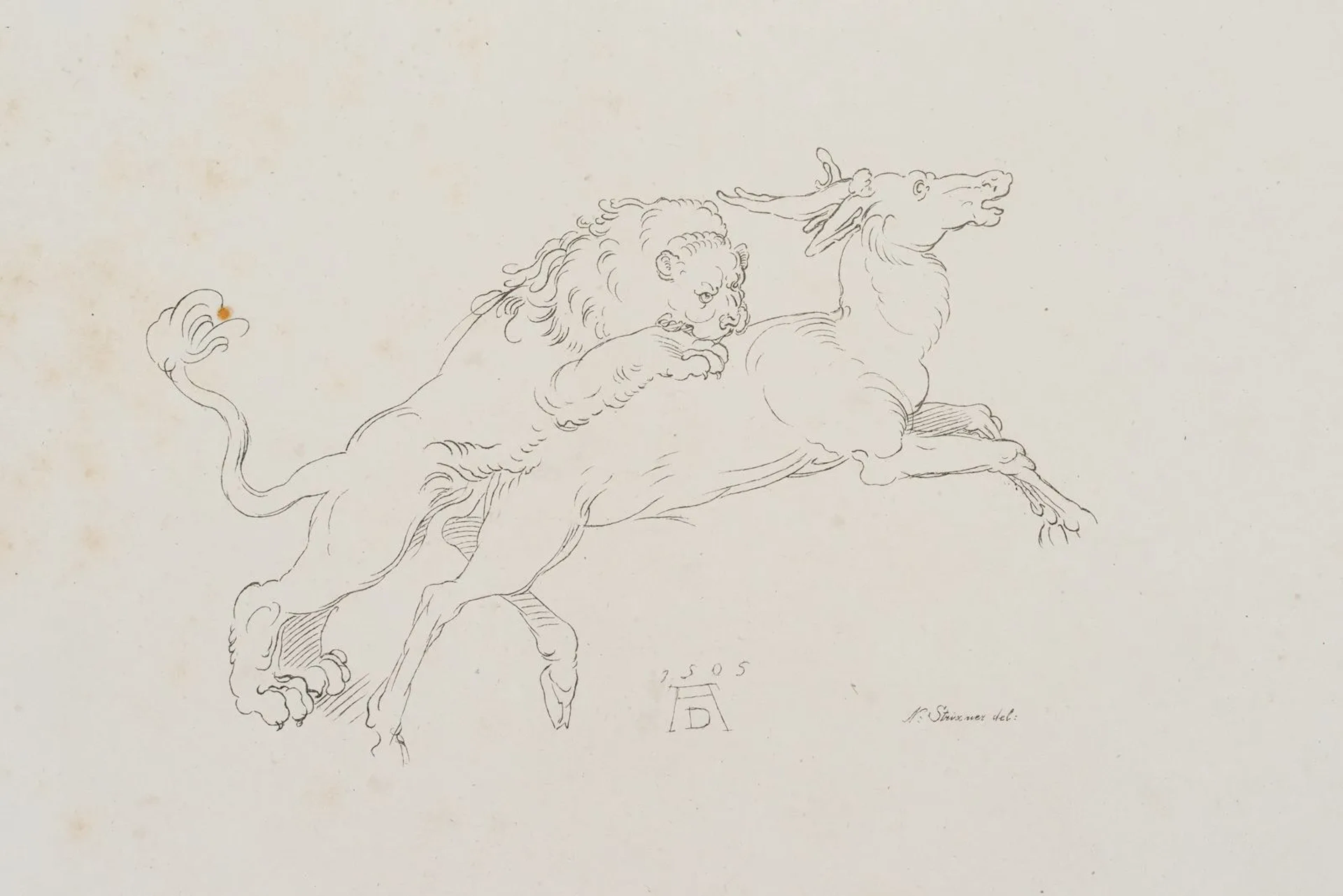 J. STRIXNER (*1782) after DÜRER (*1471), Lion Kills Deer, ca. 1811