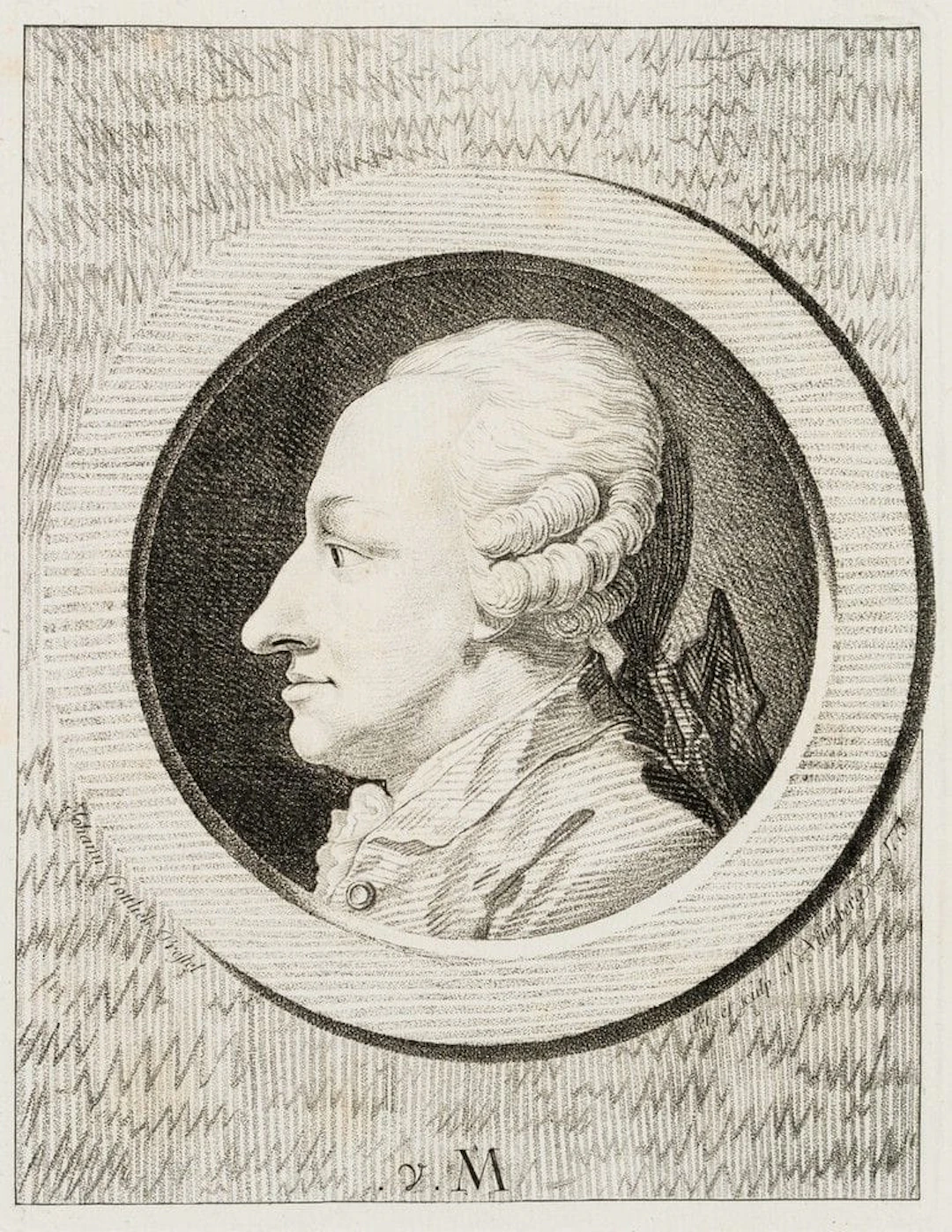 J. PRESTEL (1739–1808), Profile portrait of a man, 1775, in the crayon