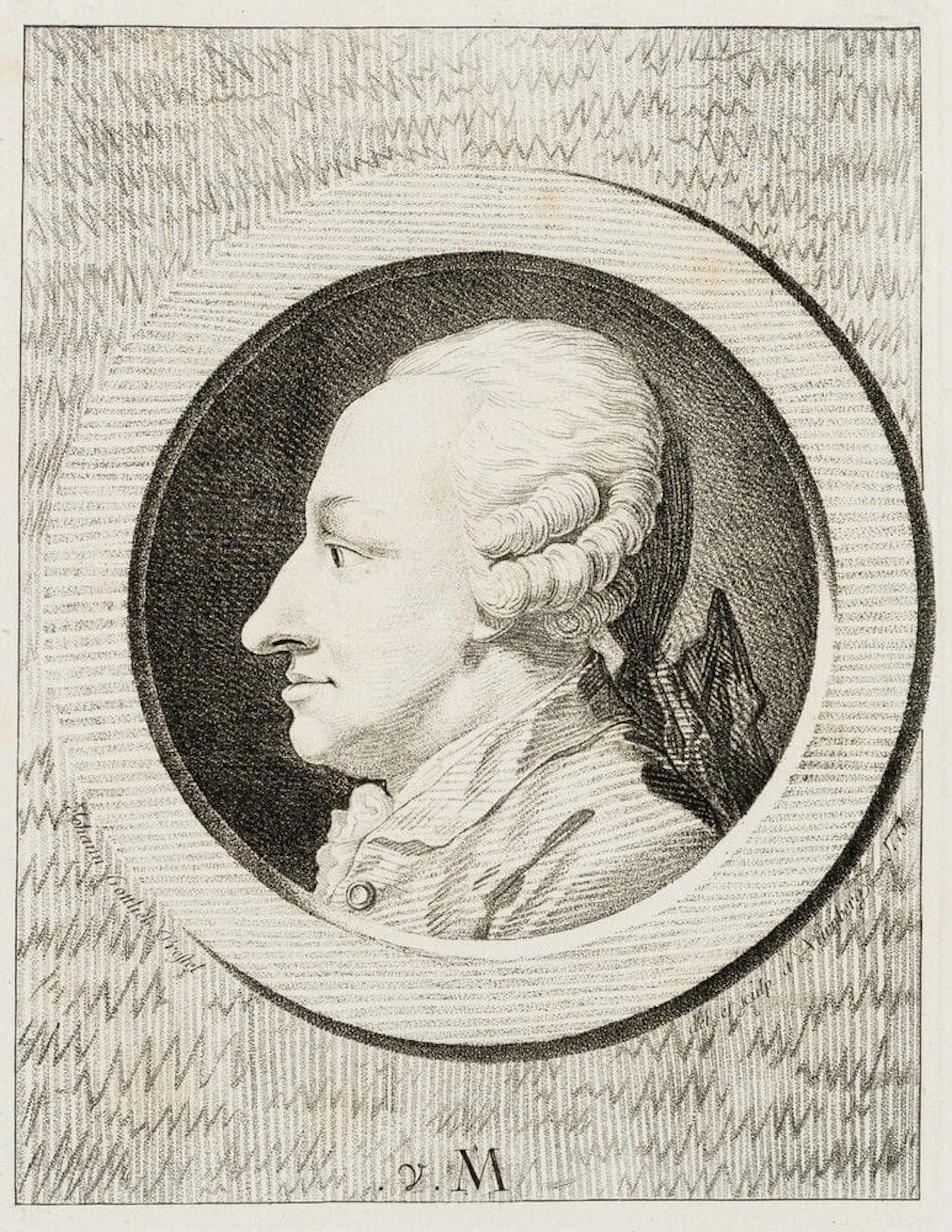 J. PRESTEL (1739–1808), Profile portrait of a man, 1775, in the crayon