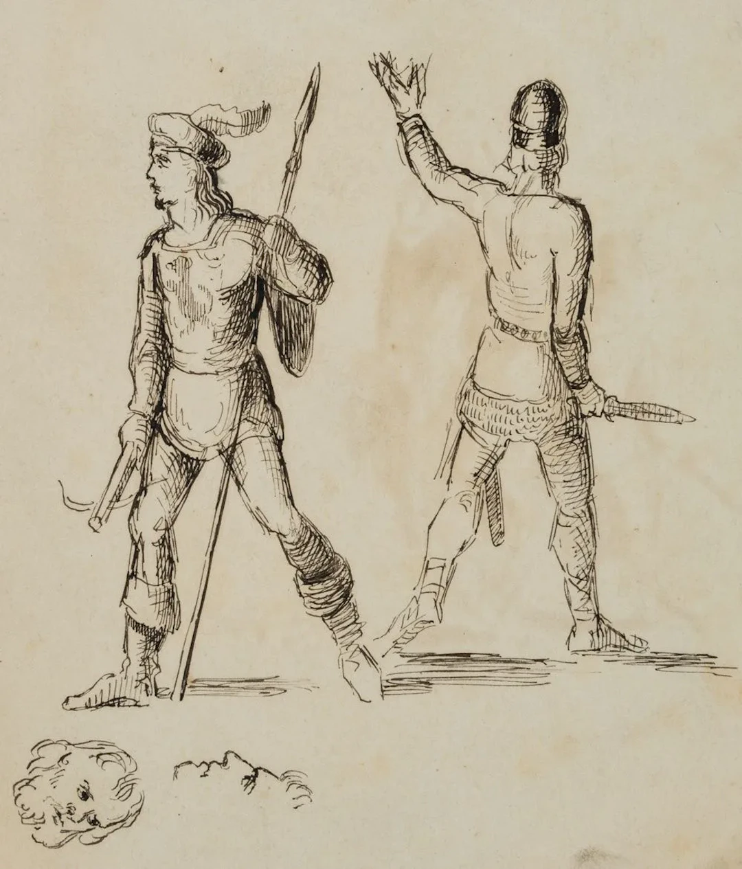 E. RONDAHL (1858-1914), Nordic warriors with crossbows, around 1875