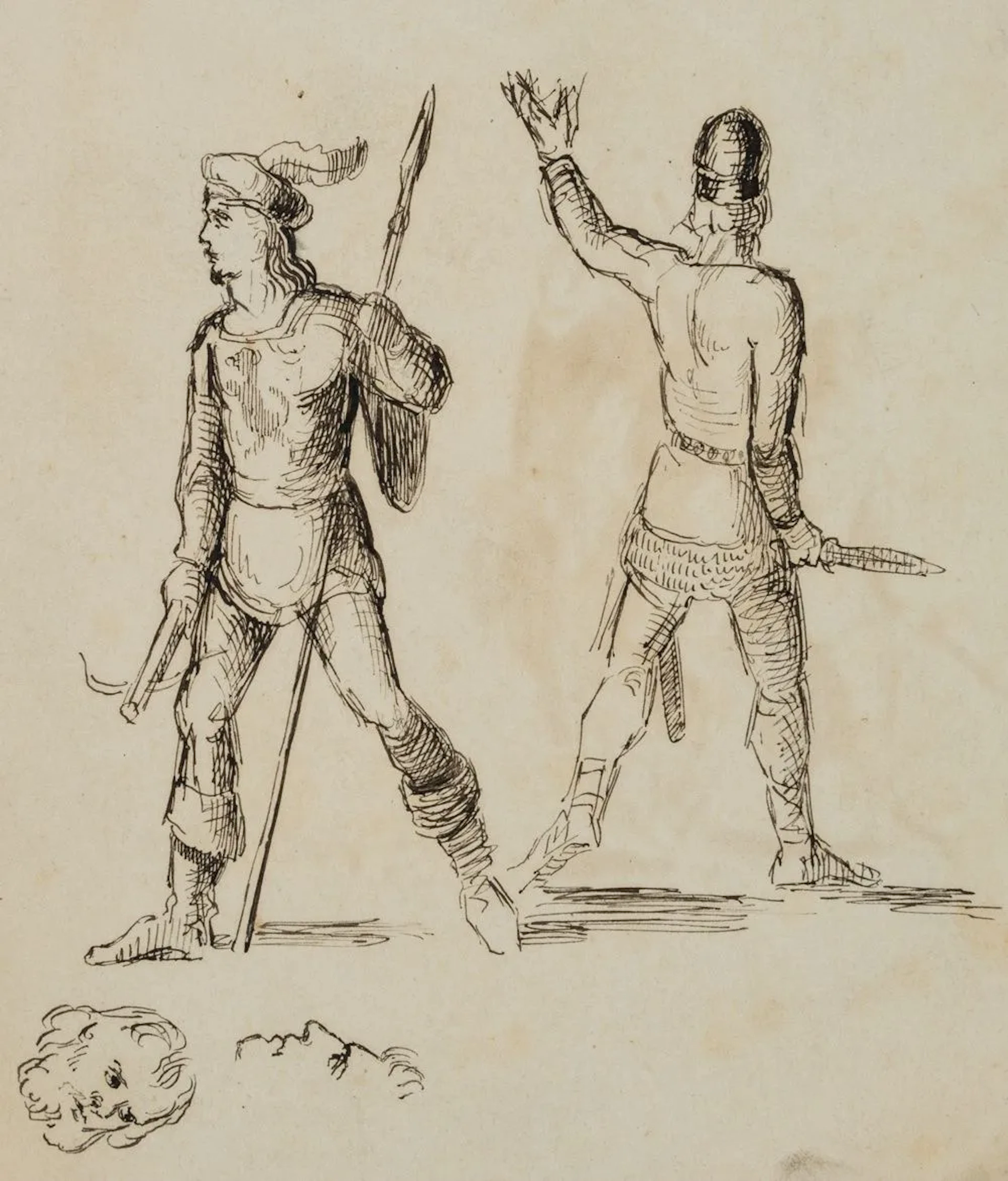 E. RONDAHL (1858-1914), Nordic warriors with crossbows, around 1875