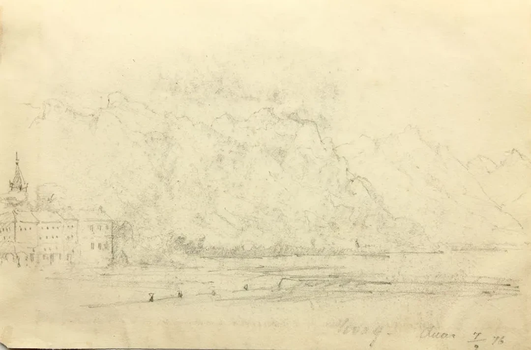 Unknown (19th), Rocky slopes on Lake Geneva, 1876, Pencil Unknown