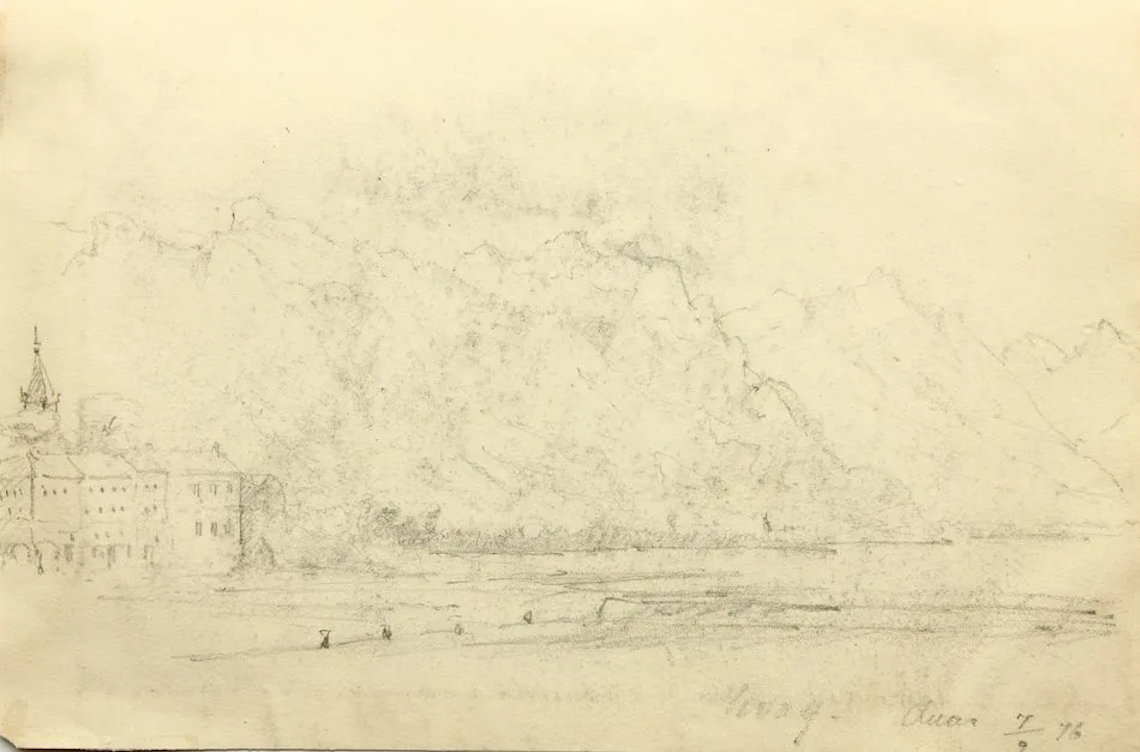 Unknown (19th), Rocky slopes on Lake Geneva, 1876, Pencil Unknown