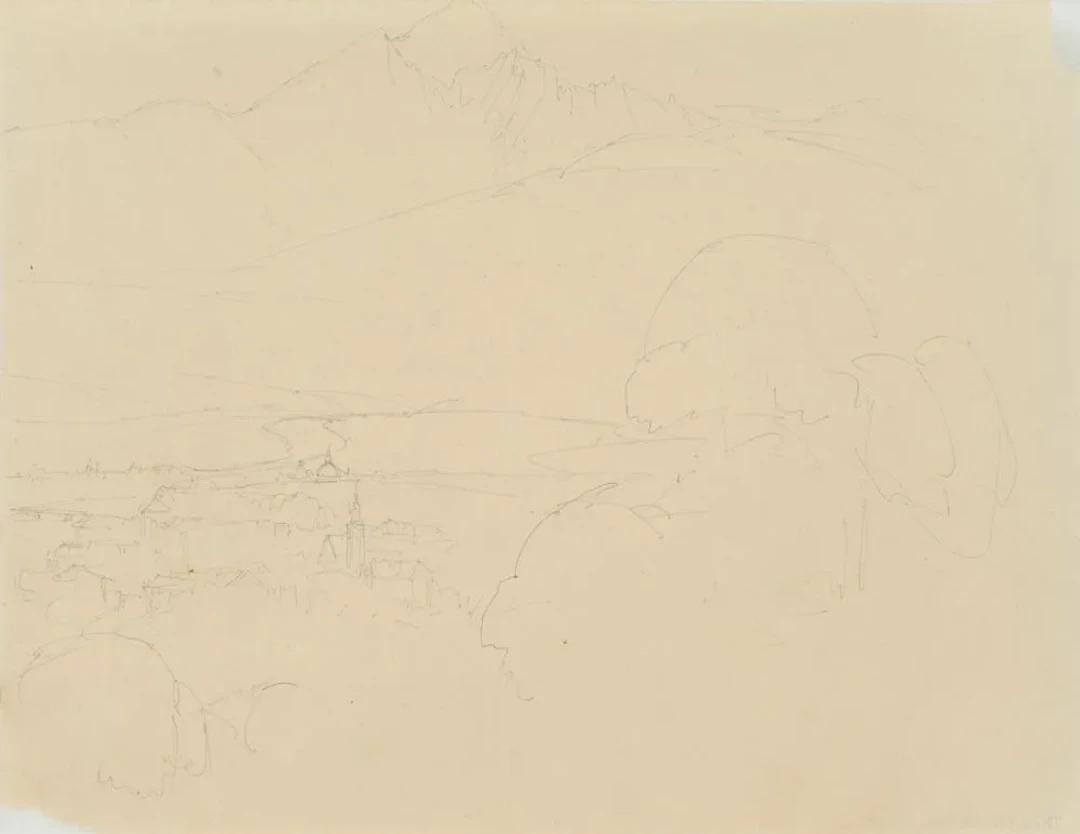 T. VERHAS (1811-1872), Landscape sketch in Tyrol, Pencil Theodor Verhas