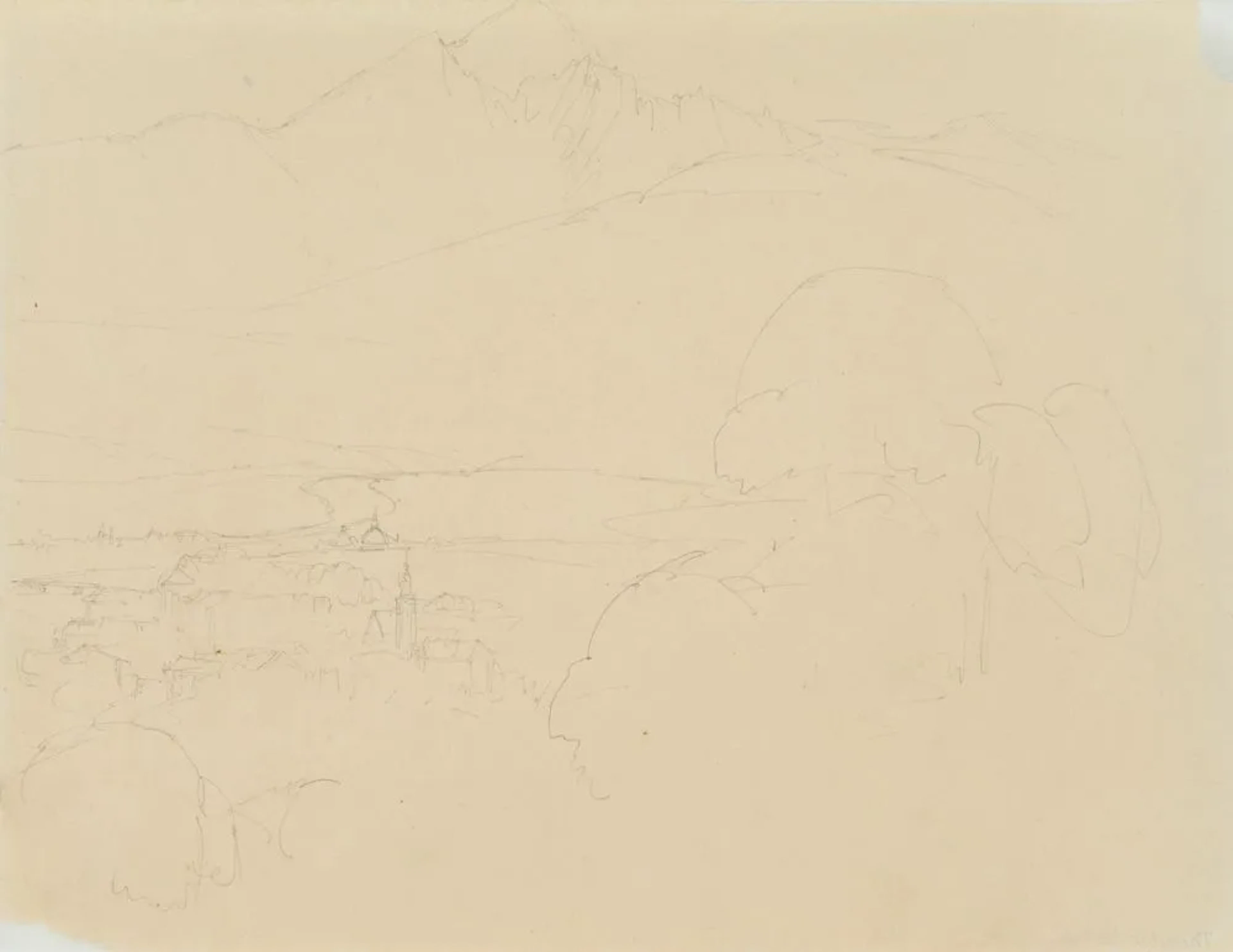 T. VERHAS (1811-1872), Landscape sketch in Tyrol, Pencil Theodor Verhas