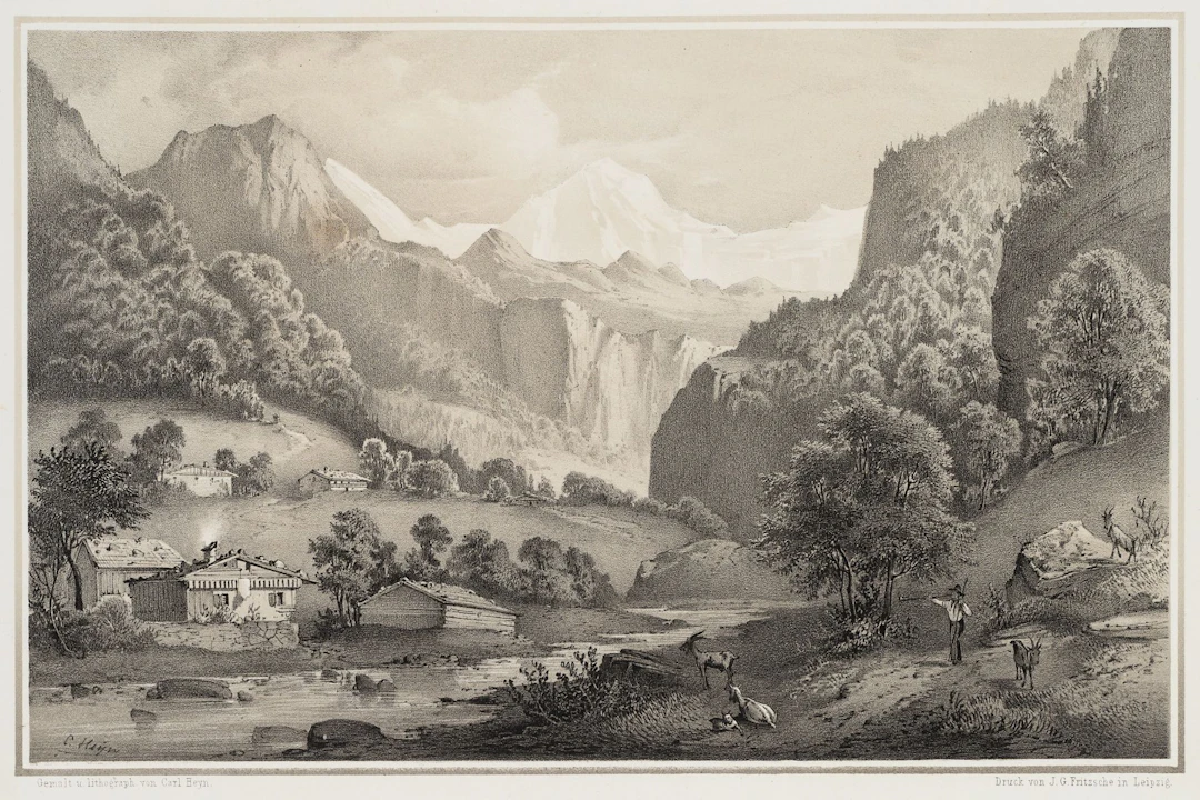C. HEYN (1834–1906), Lauterbrunnen Valley, Swiss Alps, circa 1855